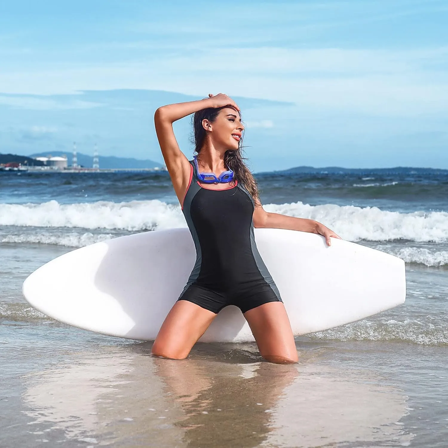 beautyin Swimsuit Women Boyleg One Piece Water Aerobic Competitive Bathing Suit