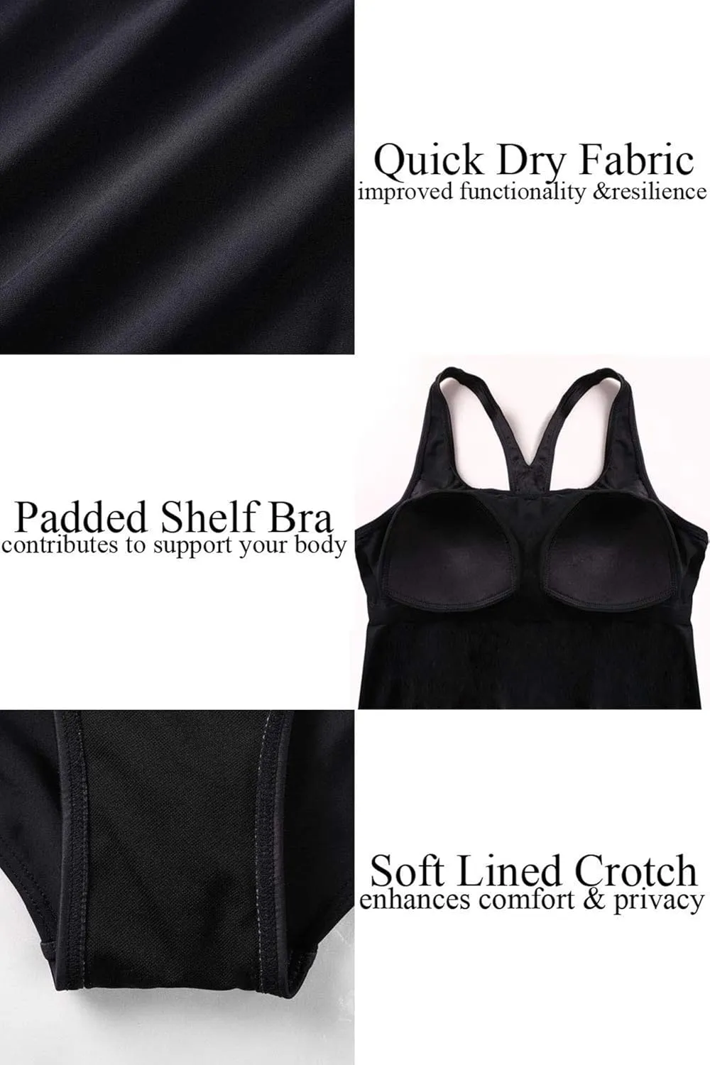 beautyin Women's One Piece Athletic Racerback Swimsuit Slimming Bathing Suit