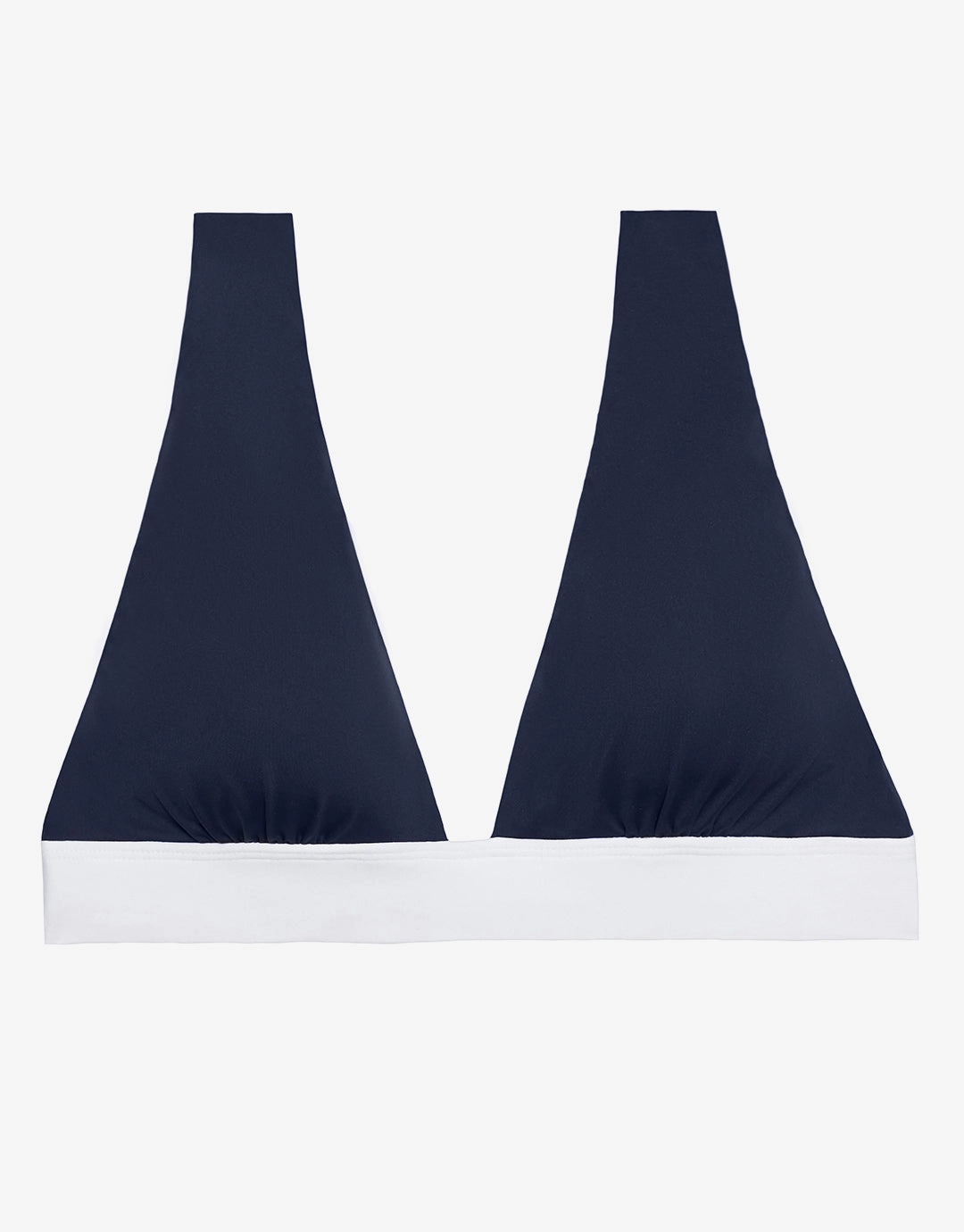 Bel Air Modern V Neck Bikini Top - Navy and White