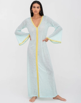 Bell Sleeve Kaftan - Aqua