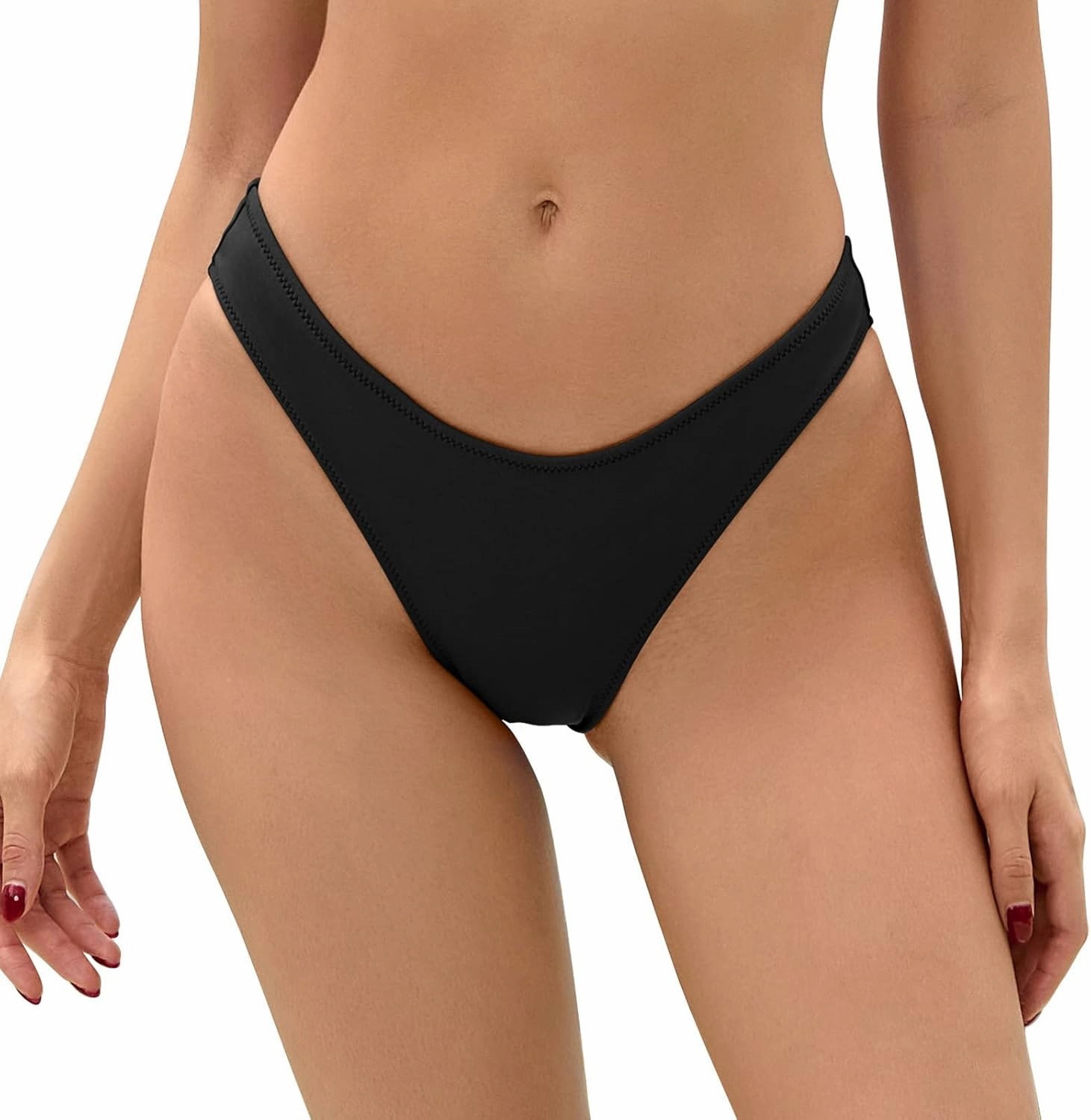Bellecarrie Women's Cheeky Brazilian Bikini Bottoms Low Rise High Cut Swim Bottom