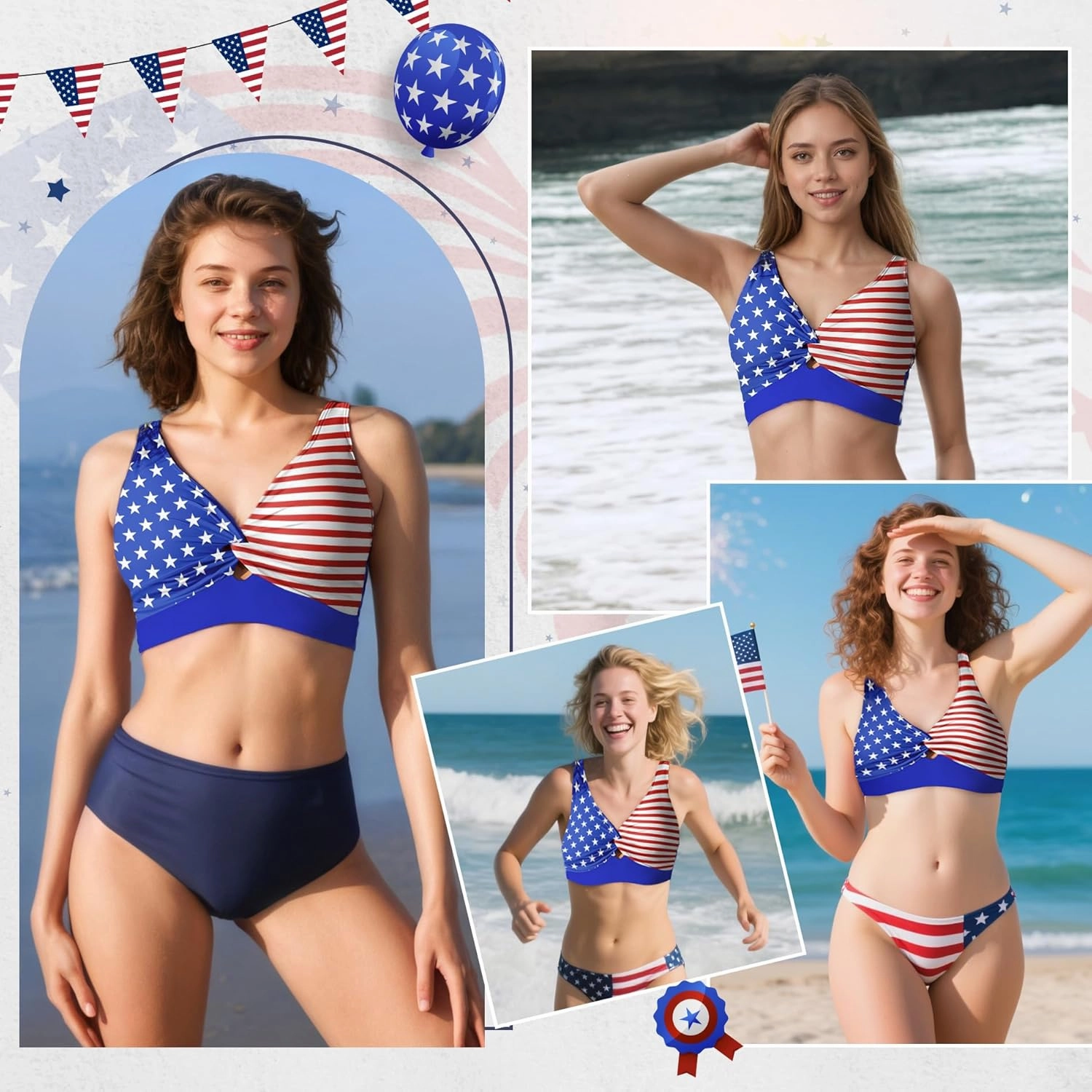 Bikini Tops for Women Padded V Neck Swimsuit Tops Knot Twist Hollow Cut Adjustable Tank Bathing Suits