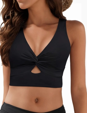 Bikini Tops for Women Tankini Tops Cropped Knot Twist Cut Out Adjustable Swimsuit Top Beach Bathing Suit Top Only