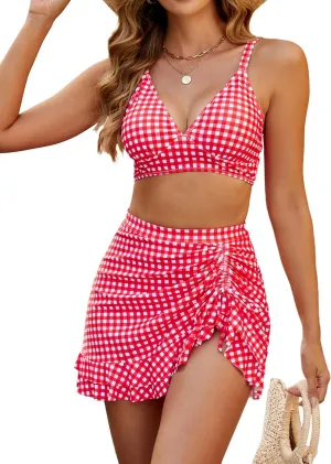 Blooming Jelly Women's High Waisted Bikini Sets Tummy Control Swim Skirt Two Piece Swim Suit 2025 Retro Swimsuit