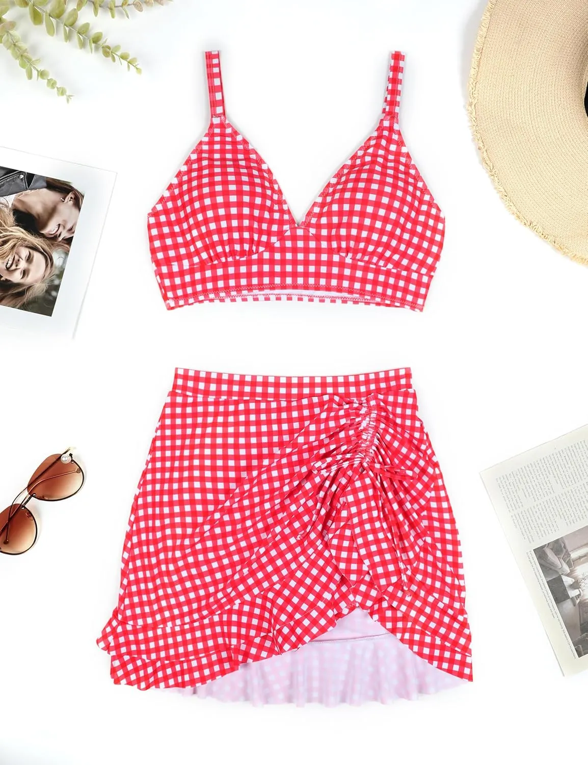 Blooming Jelly Women's High Waisted Bikini Sets Tummy Control Swim Skirt Two Piece Swim Suit 2025 Retro Swimsuit