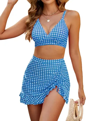 Blooming Jelly Women's High Waisted Bikini Sets Tummy Control Swim Skirt Two Piece Swim Suit 2025 Retro Swimsuit