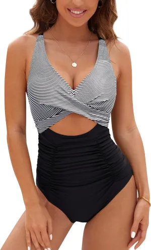 Blooming Jelly Womens One Piece Swimsuits Push Up Tummy Control Bathing Suit Cutout Ruched Slimming Swim Suits 2025