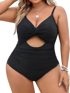Blooming Jelly Womens Plus Size Bathing Suit Tummy Control One Piece Swimsuit Twist Front Ruched Swimwear