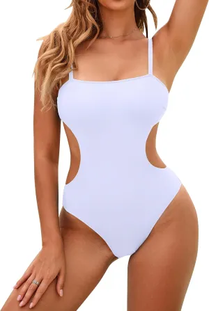 Blooming Jelly Womens Sexy One Piece Swimsuit Cut Out Backless Monokini Swimsuits Scoop Neck Cheeky Bathing Suit