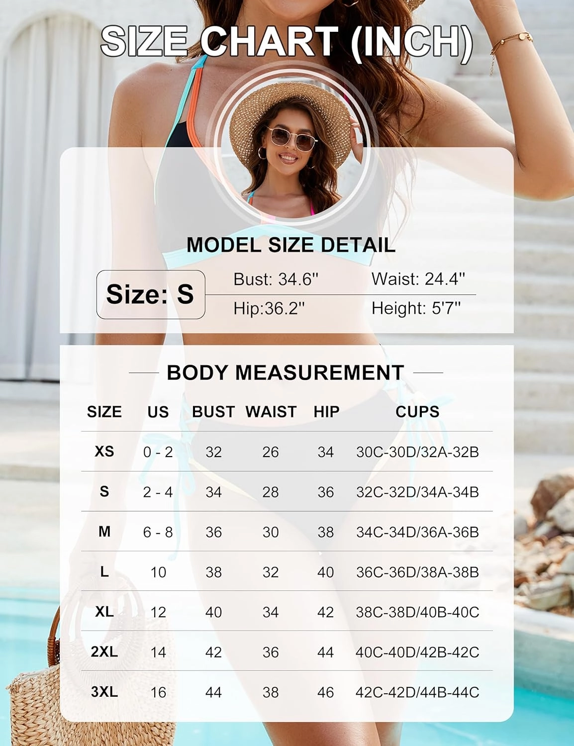 Blooming Jelly Women's Bikini Set Two Piece Swimsuit Triangle Top String Mid Rise Bottom Cheeky Bathing Suit