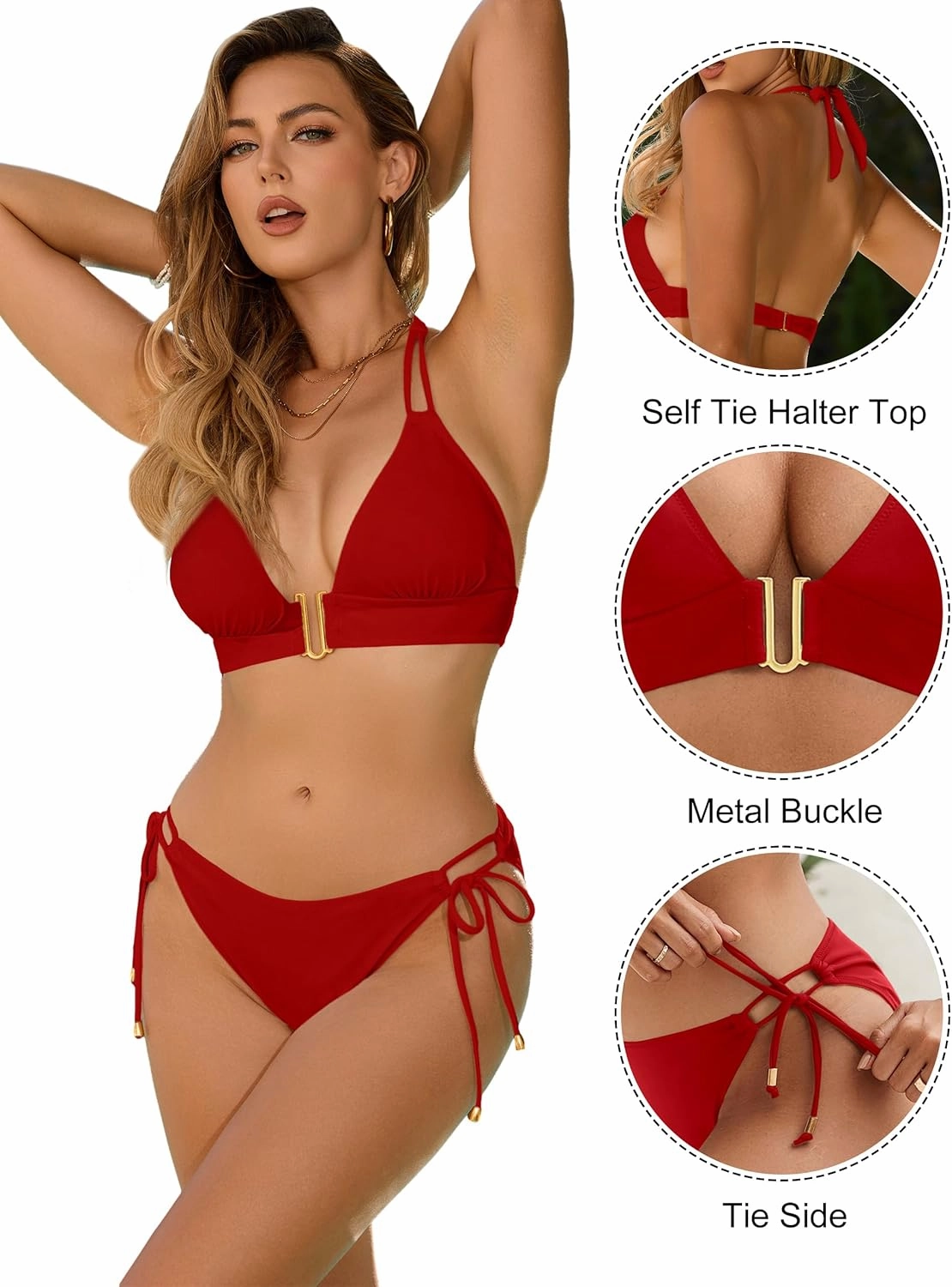 Blooming Jelly Womens Halter Triangle Bikini Sets Two Piece Cheeky Swimsuit String Sexy Bathing Suit Swim Suits 2025