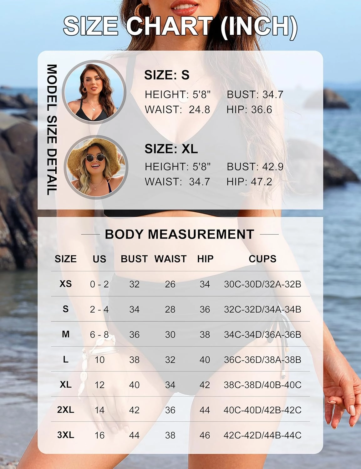 Blooming Jelly Womens High Waisted Bikini Sets Drawstring Tummy Control Swimsuits Crisscross Tie Back Bathing Suit