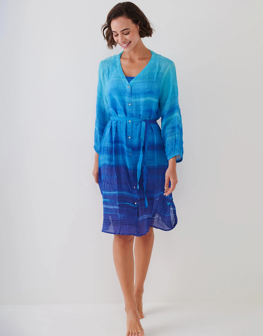 Blue Symphony Beach Shirt - Aqua Flow