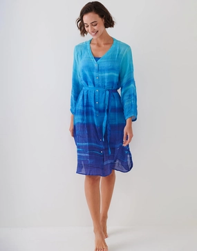 Blue Symphony Beach Shirt - Aqua Flow
