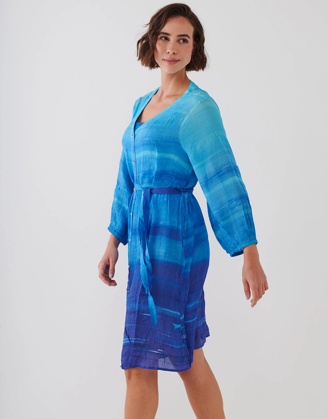 Blue Symphony Beach Shirt - Aqua Flow