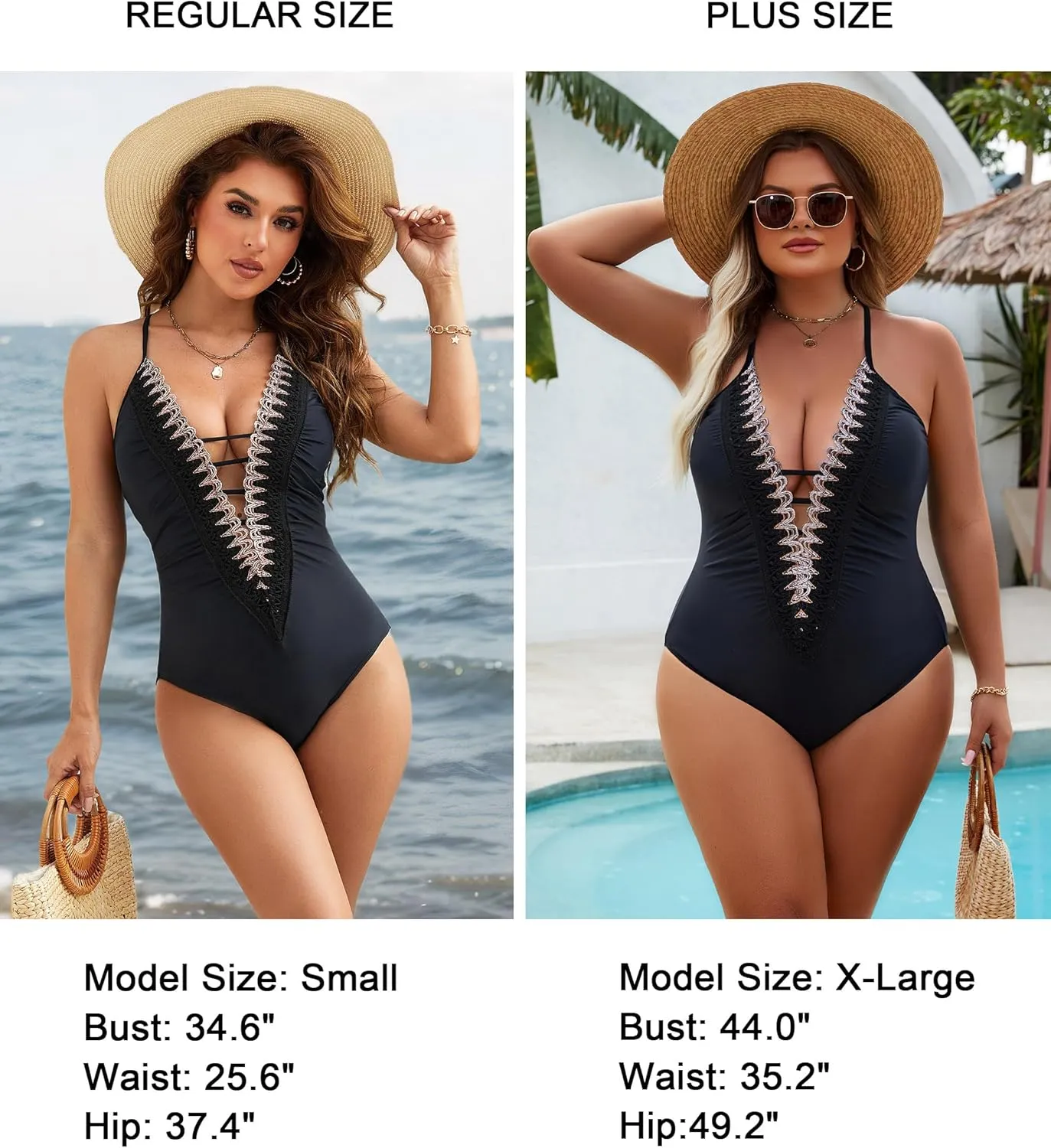 BMJL Women's Sexy One Piece Swimsuit Ruched Tummy Control Bathing Suit Plunge Color Block Swimwear