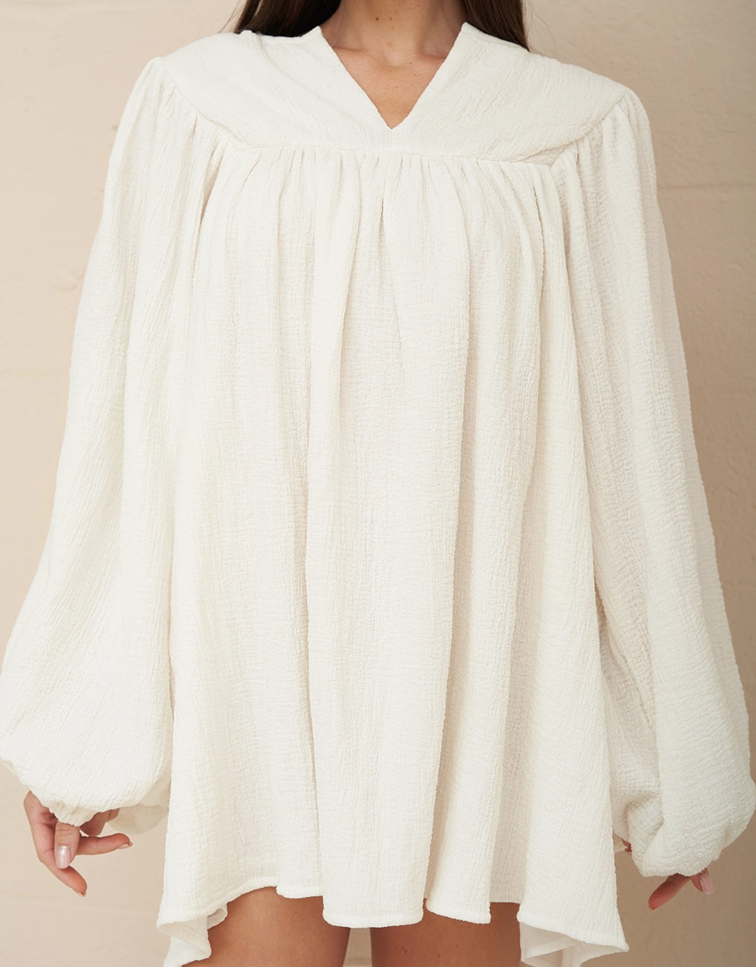 Boho Sleeve Mini Dress - White