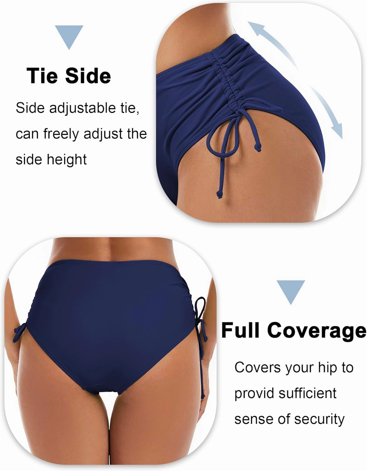 Bonneuitbebe Women's Bikini Bottoms Full Coverage Swim Bottoms Mid Waisted Swimsuit Bathing Suit Bottom