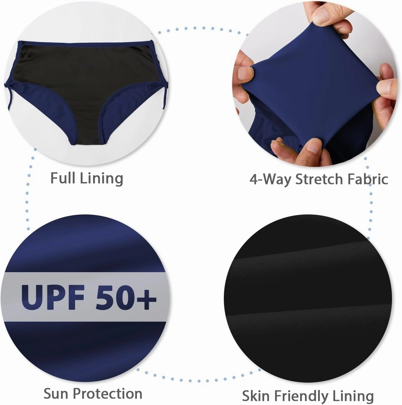 Bonneuitbebe Women's Bikini Bottoms Full Coverage Swim Bottoms Mid Waisted Swimsuit Bathing Suit Bottom