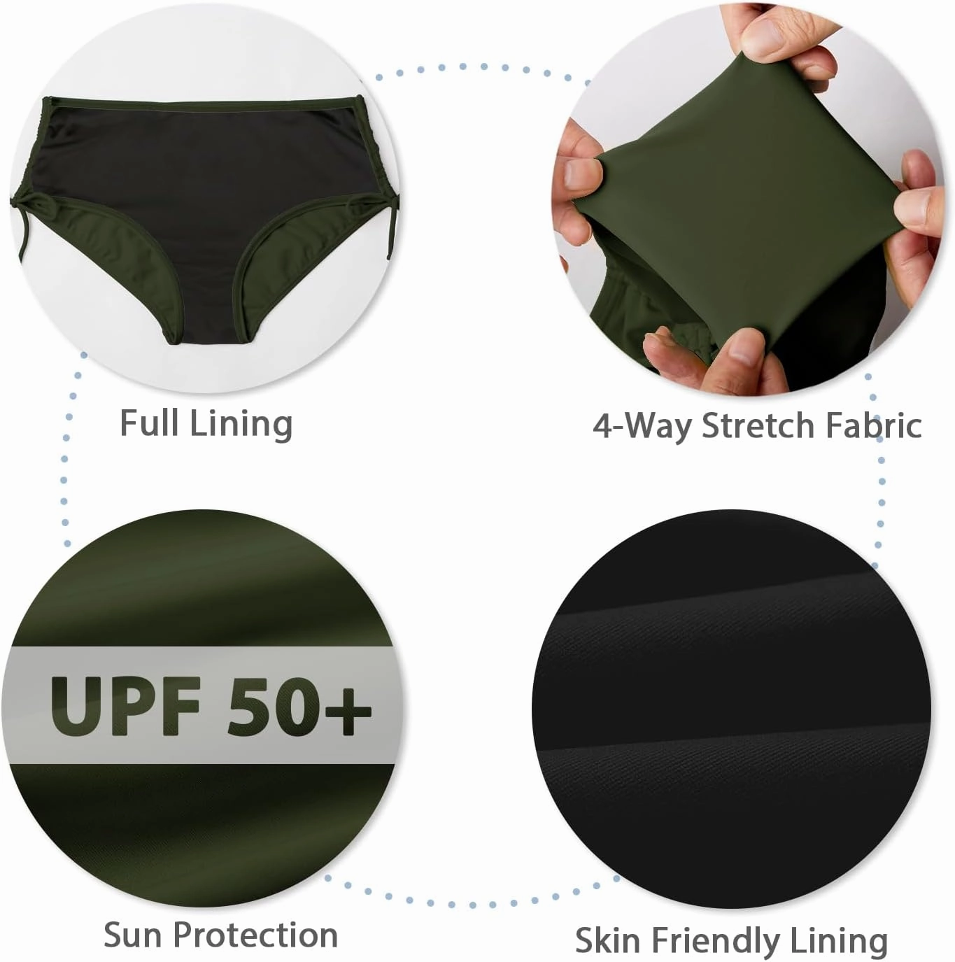 Bonneuitbebe Women's Bikini Bottoms Full Coverage Swim Bottoms Mid Waisted Swimsuit Bathing Suit Bottom