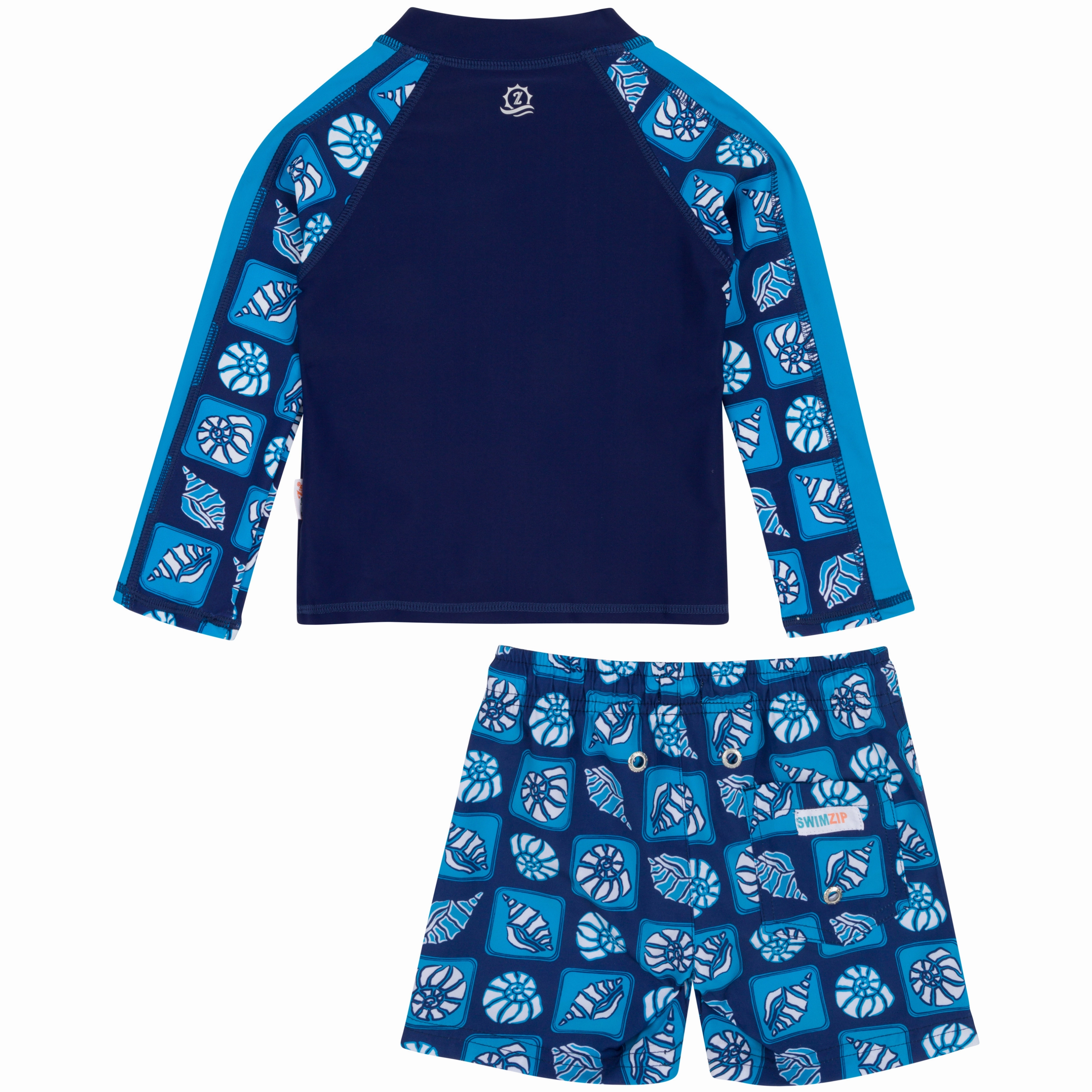 Boys Long Sleeve Zipper Rash Guard and Swim Trunk Set | "Coastal"
