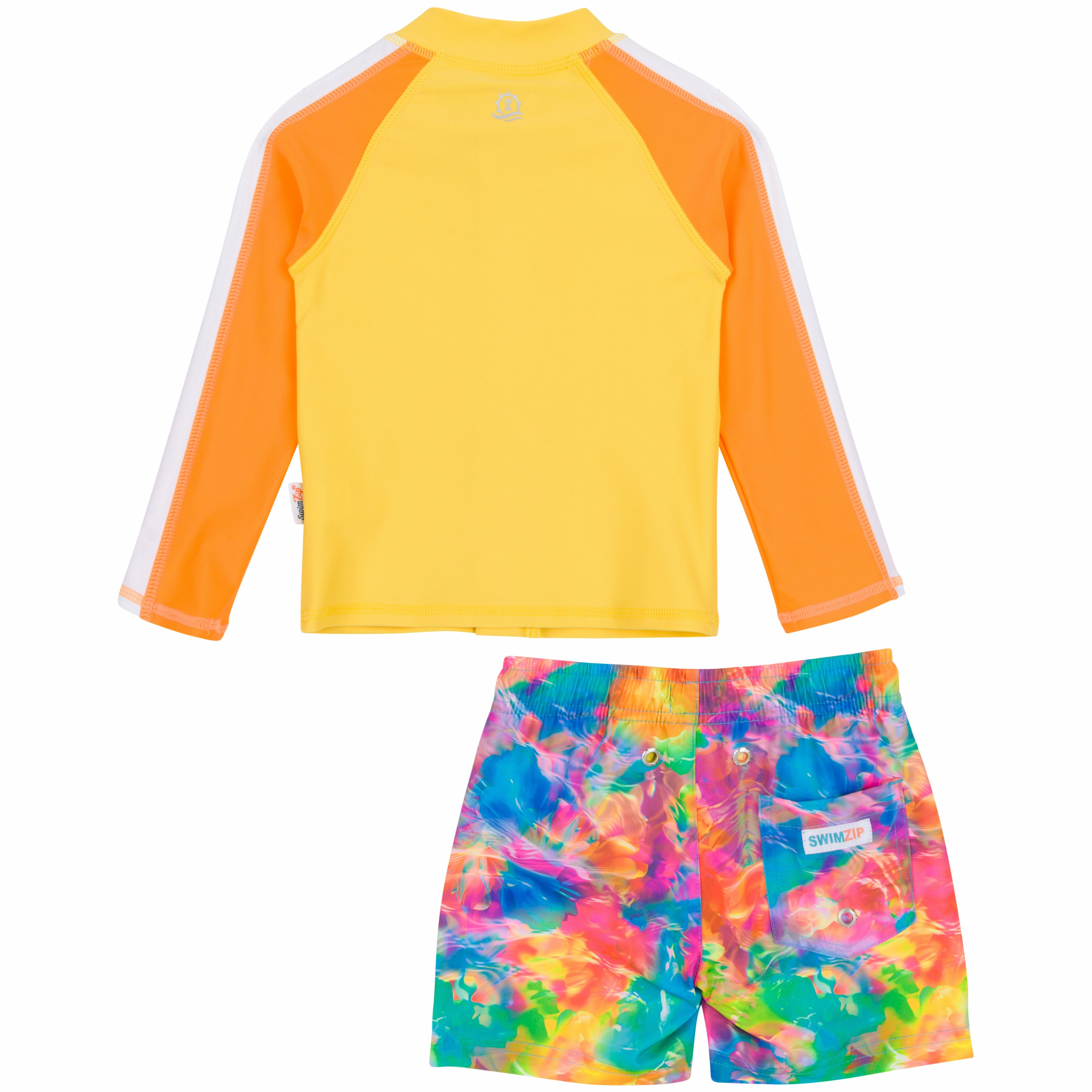 Boys Long Sleeve Zipper Rash Guard and Swim Trunk Set | "Impressions"