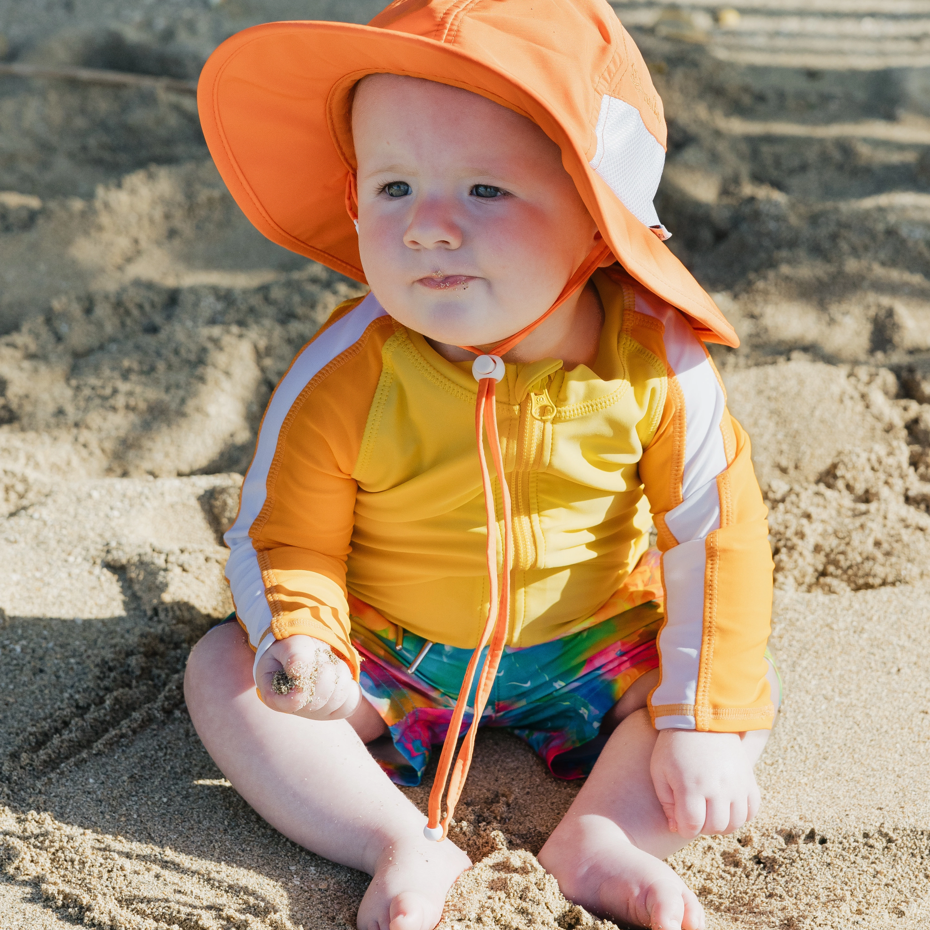 Boys Long Sleeve Zipper Rash Guard and Swim Trunk Set | "Impressions"