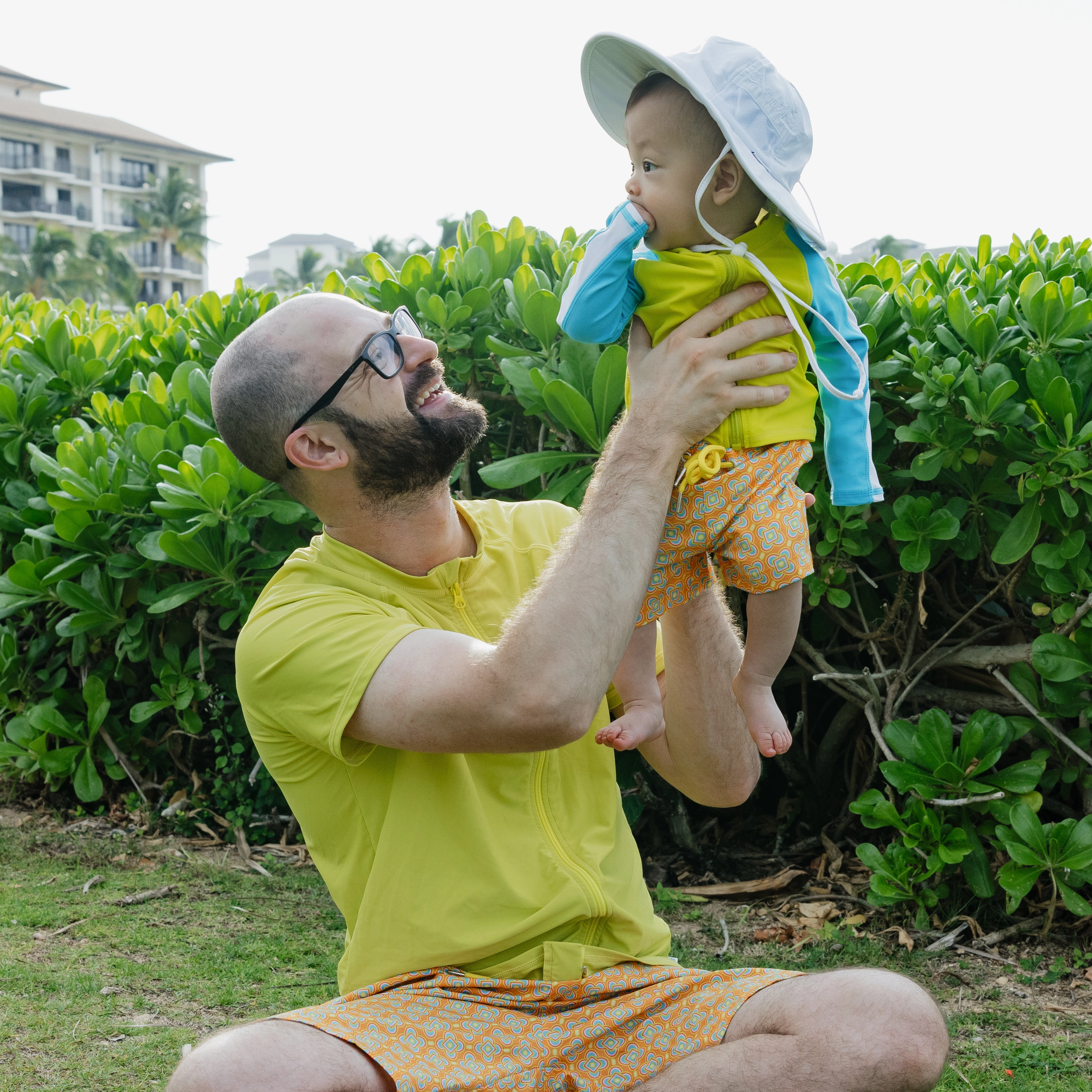 Boys Long Sleeve Zipper Rash Guard and Swim Trunk Set | "Kaleidoscope"