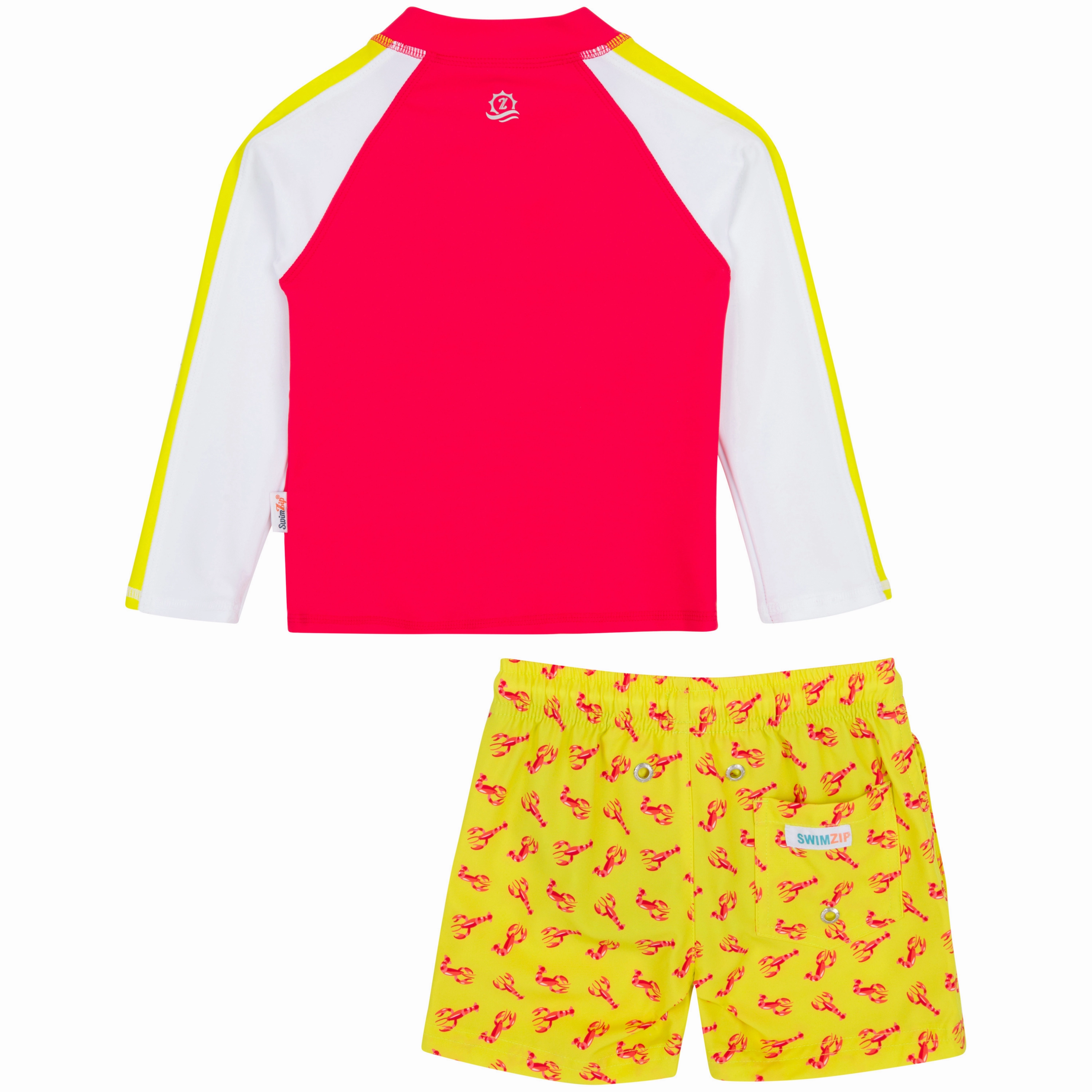 Boys Long Sleeve Zipper Rash Guard and Swim Trunk Set | "Lobster"