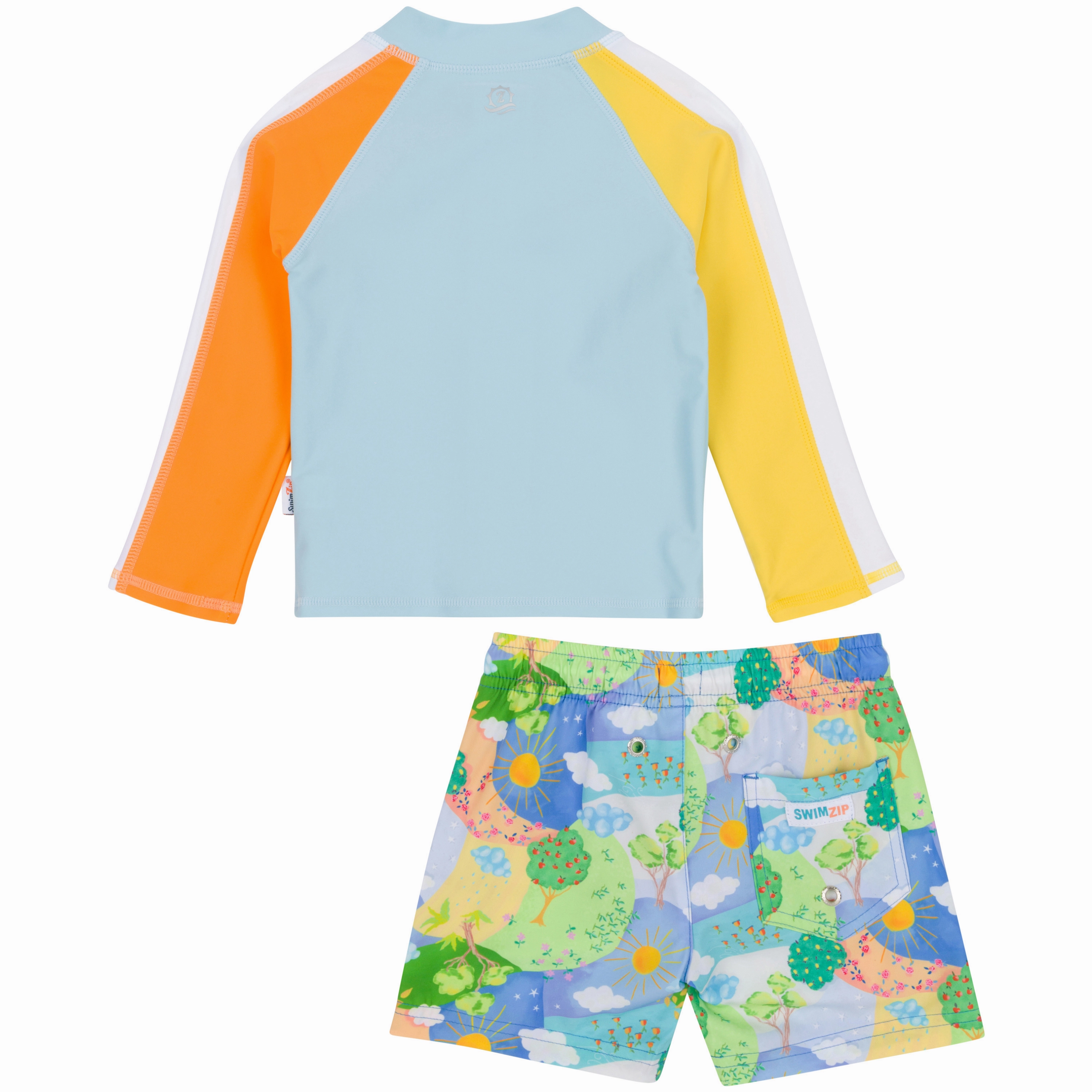 Boys Long Sleeve Zipper Rash Guard and Swim Trunk Set | "Sunshine"