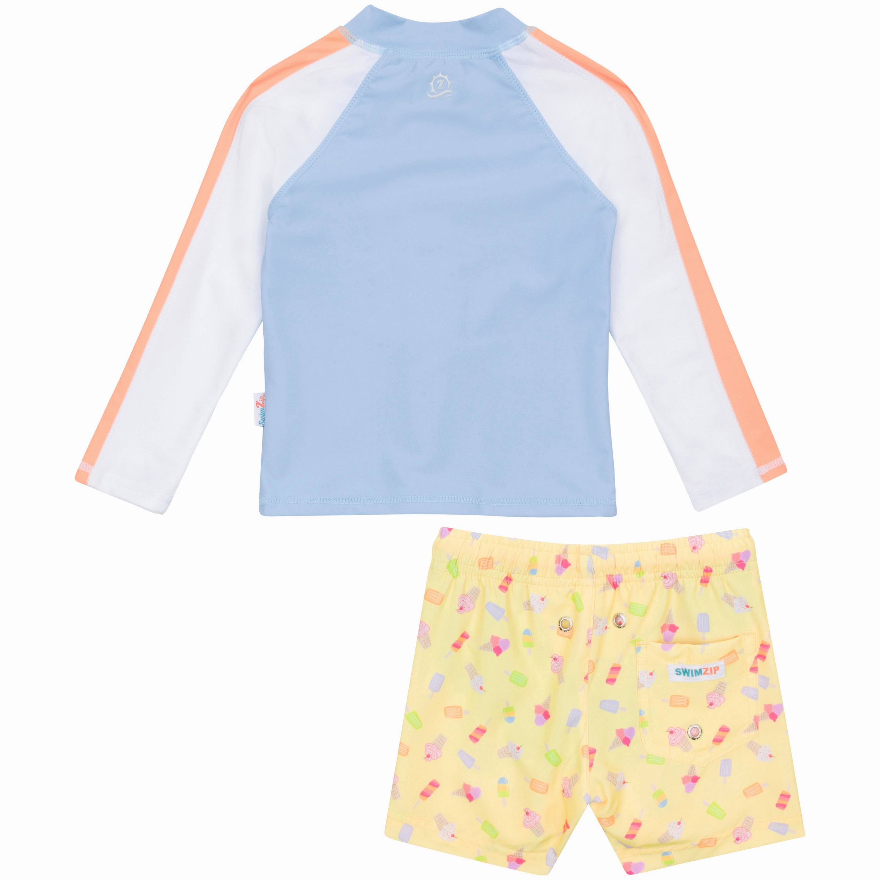 Boys Long Sleeve Zipper Rash Guard and Swim Trunk Set | "Sweetie"