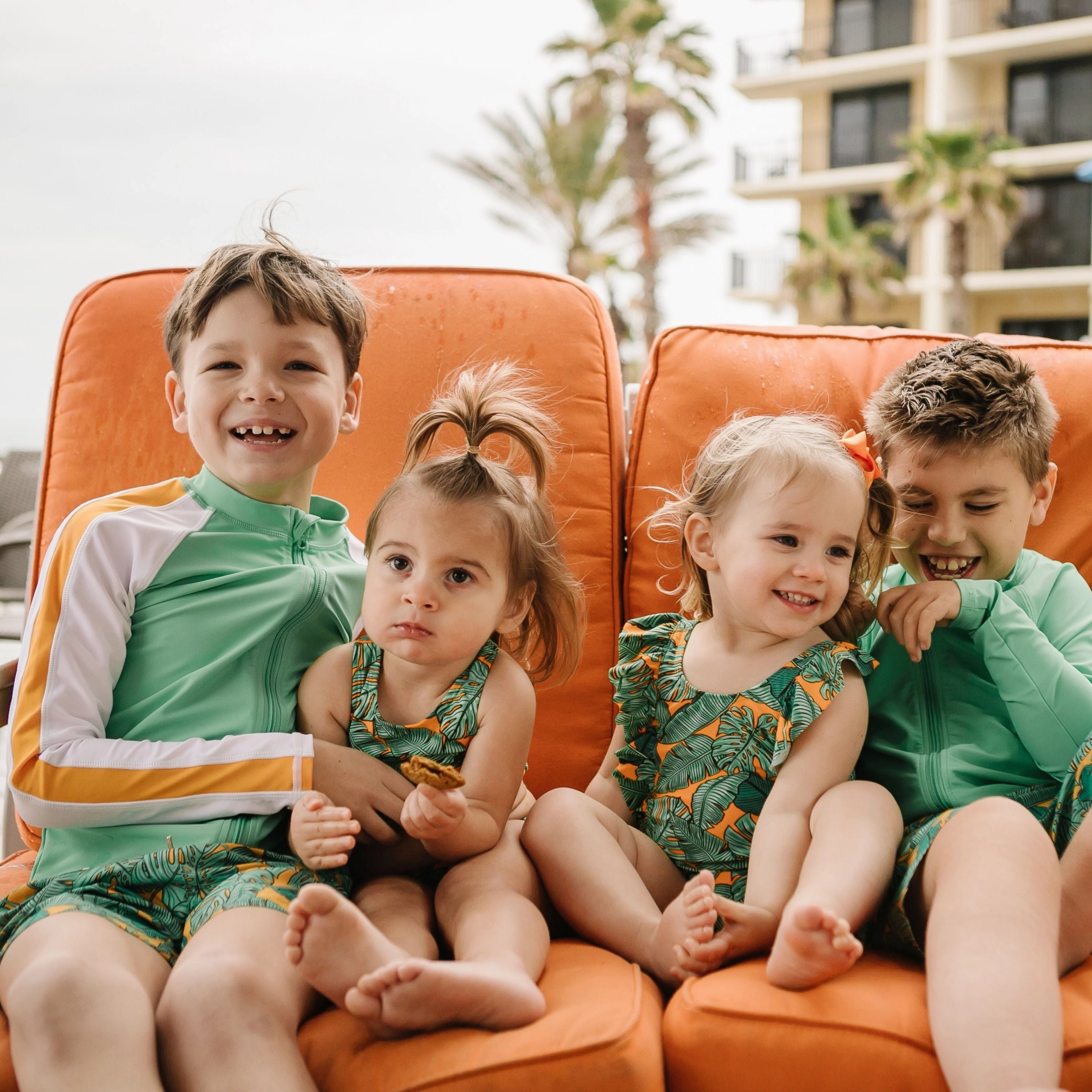 Boys Long Sleeve Zipper Rash Guard and Swim Trunk Set | "The Tropics"