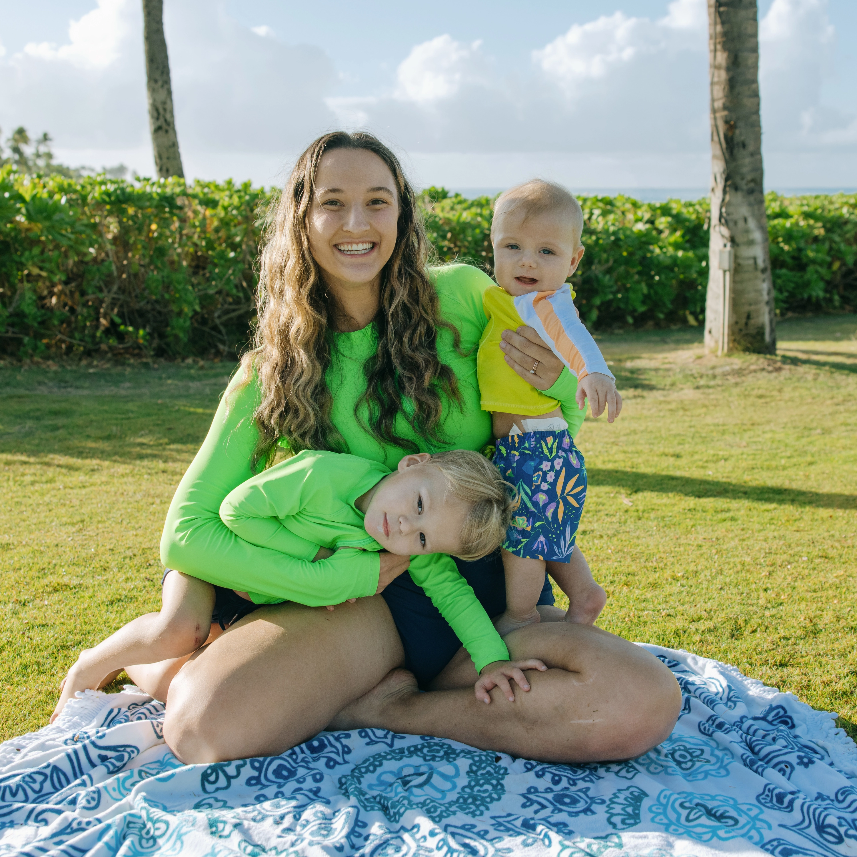 Boys Long Sleeve Zipper Rash Guard and Swim Trunk Set | "Tropadelic"
