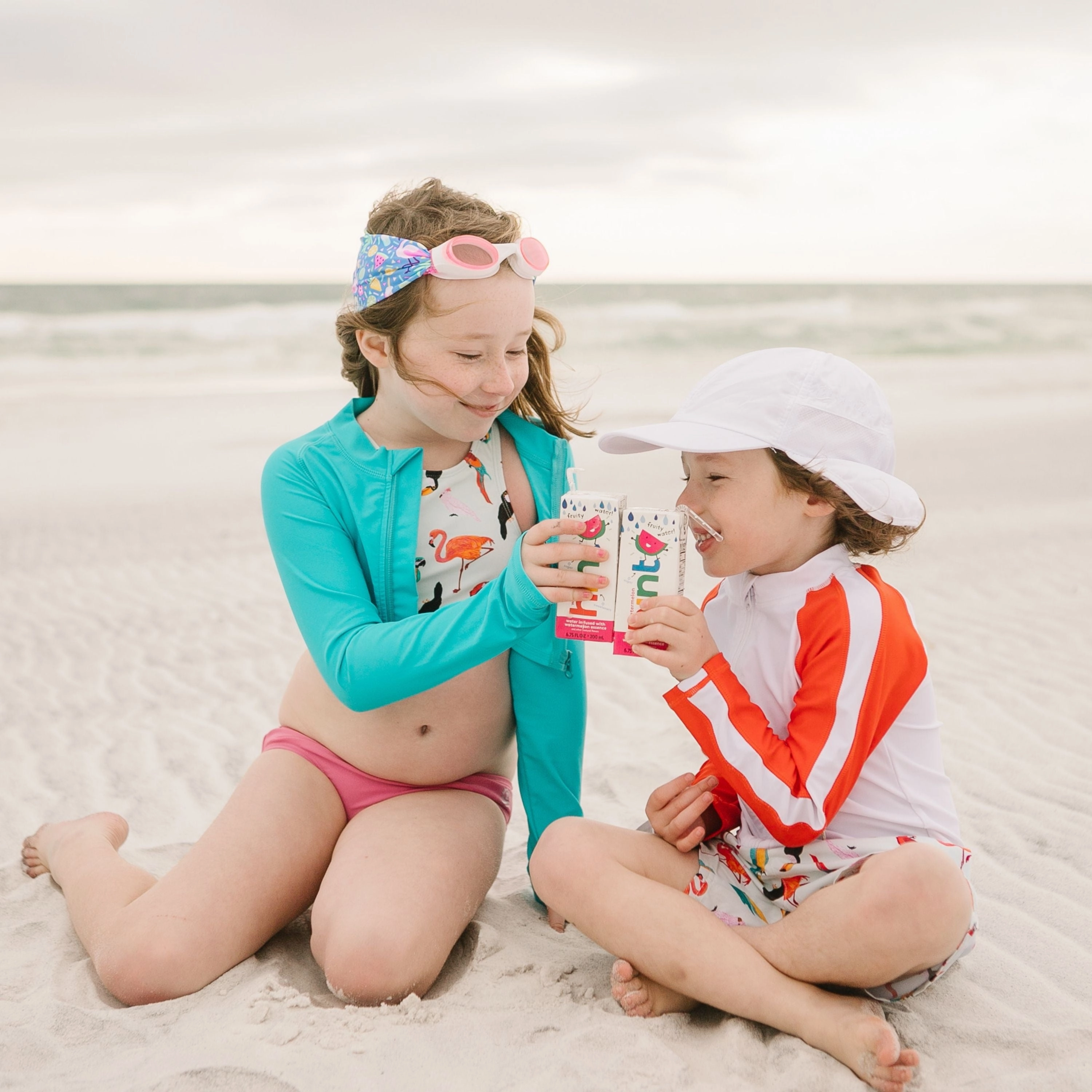 Boys Long Sleeve Zipper Rash Guard and Swim Trunk Set | "Tropical Birds