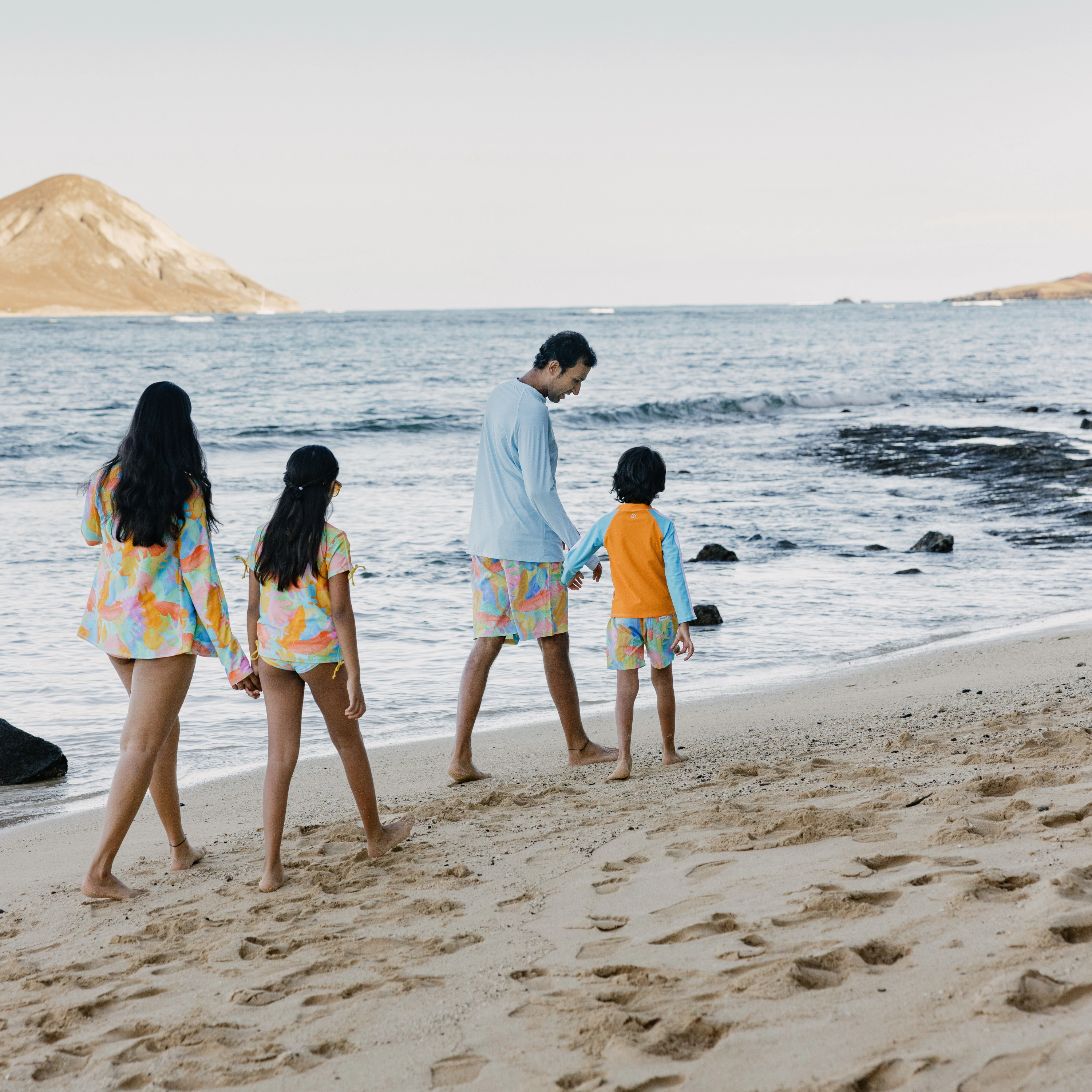 Boys Long Sleeve Zipper Rash Guard and Swim Trunk Set | "Vibrant Vacay"