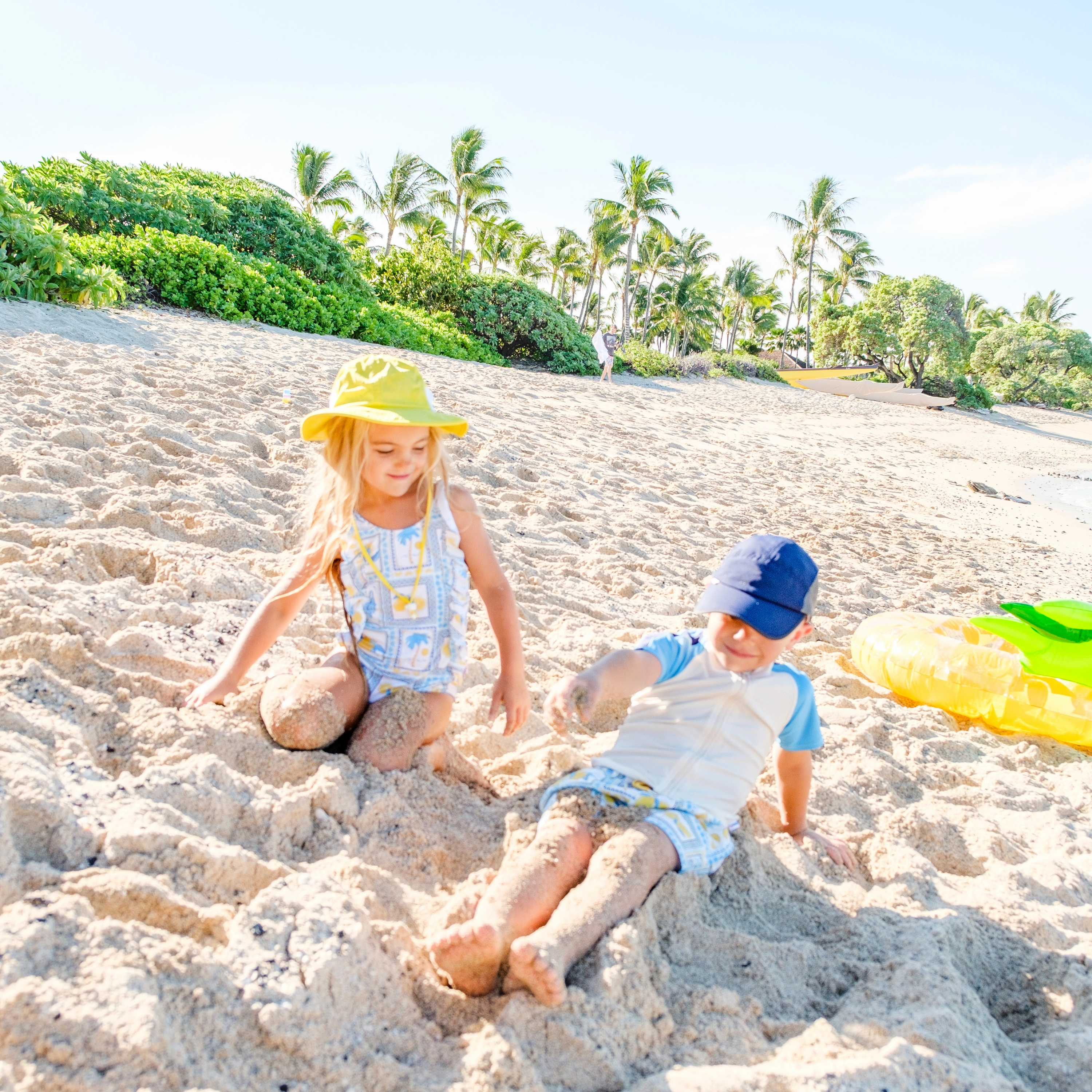Boys Short Sleeve Zipper Rash Guard and Swim Trunk Set | "Mediterranean Lemons"