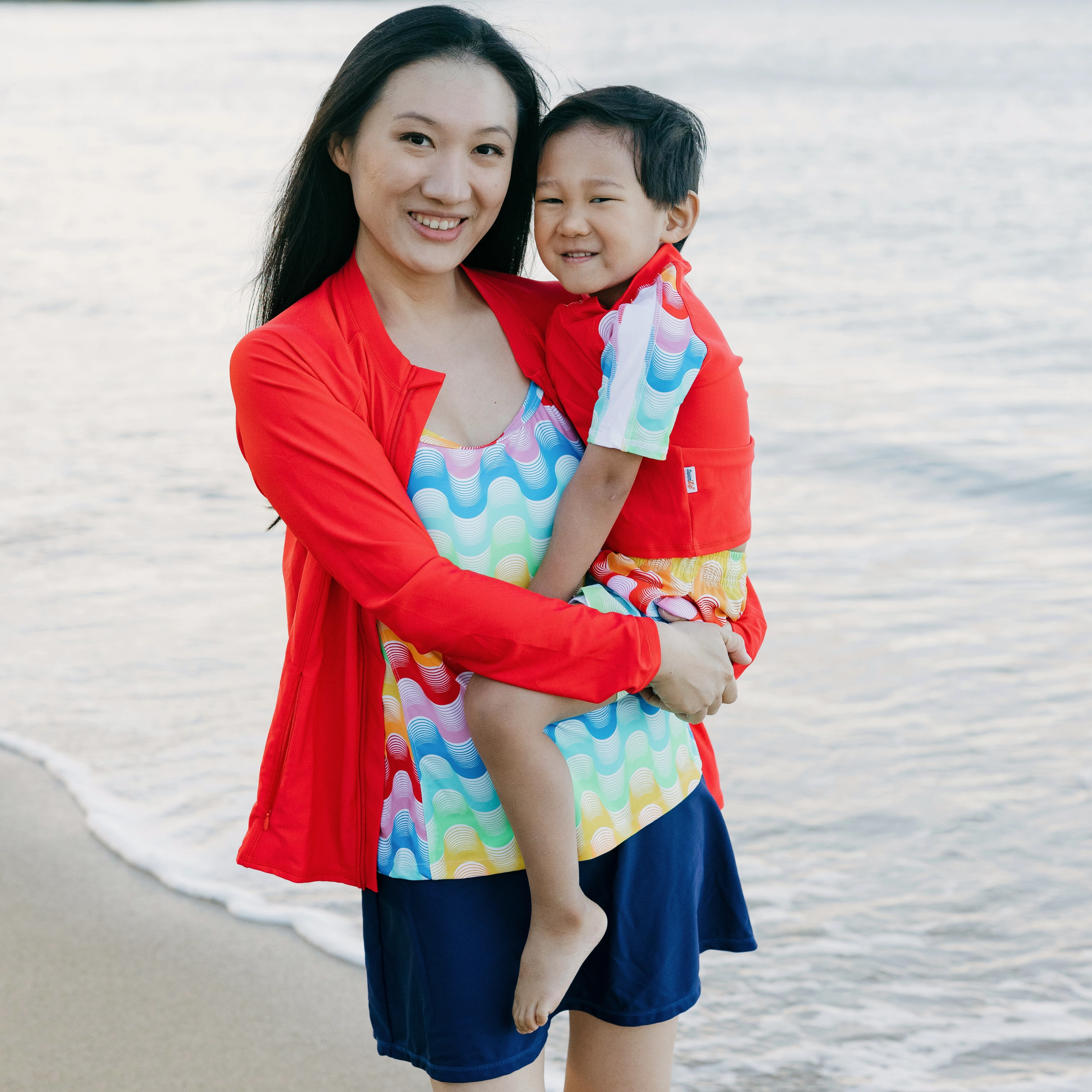 Boys Short Sleeve Zipper Rash Guard and Swim Trunk Set | "Surf's Up"