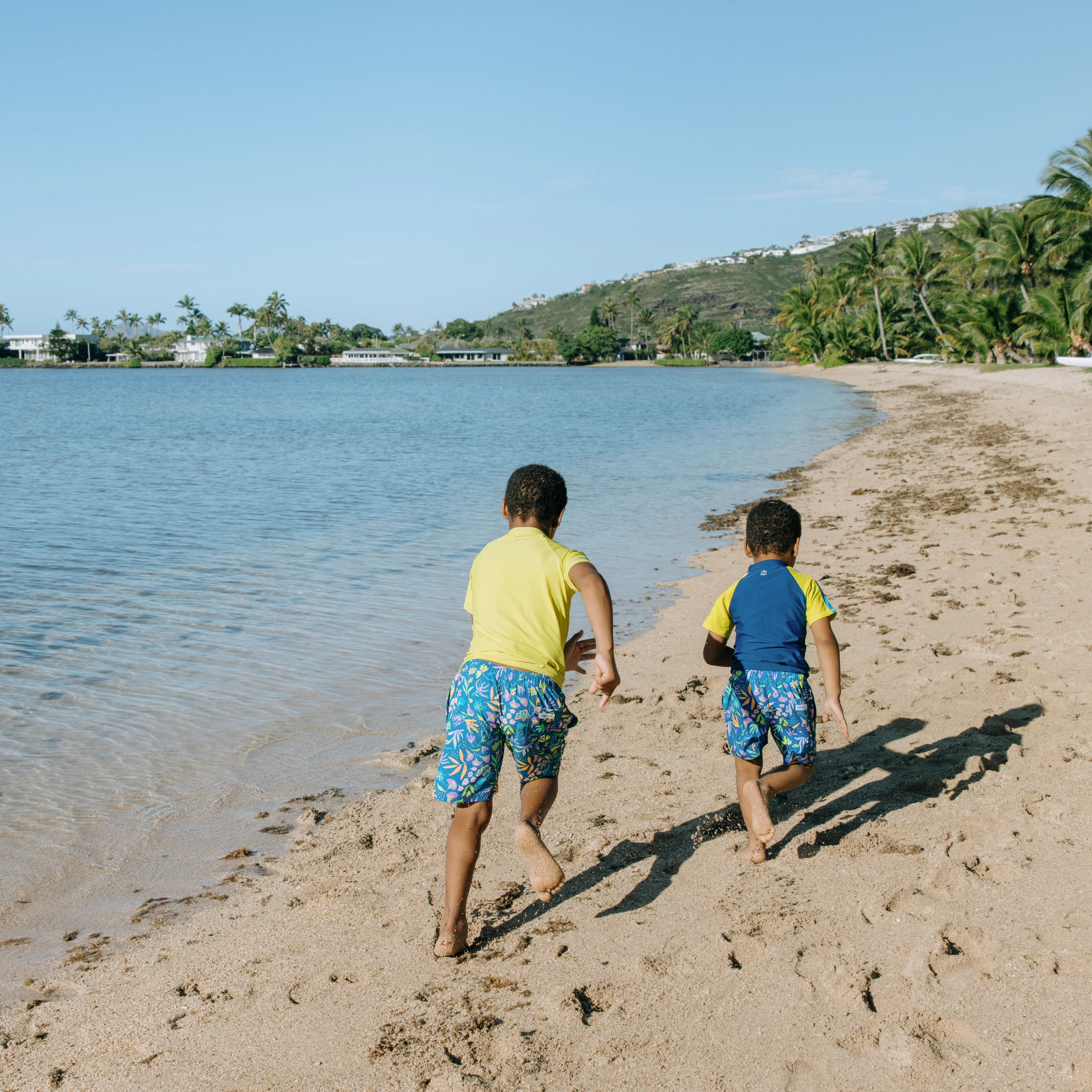 Boys Short Sleeve Zipper Rash Guard and Swim Trunk Set | "Tropadelic"