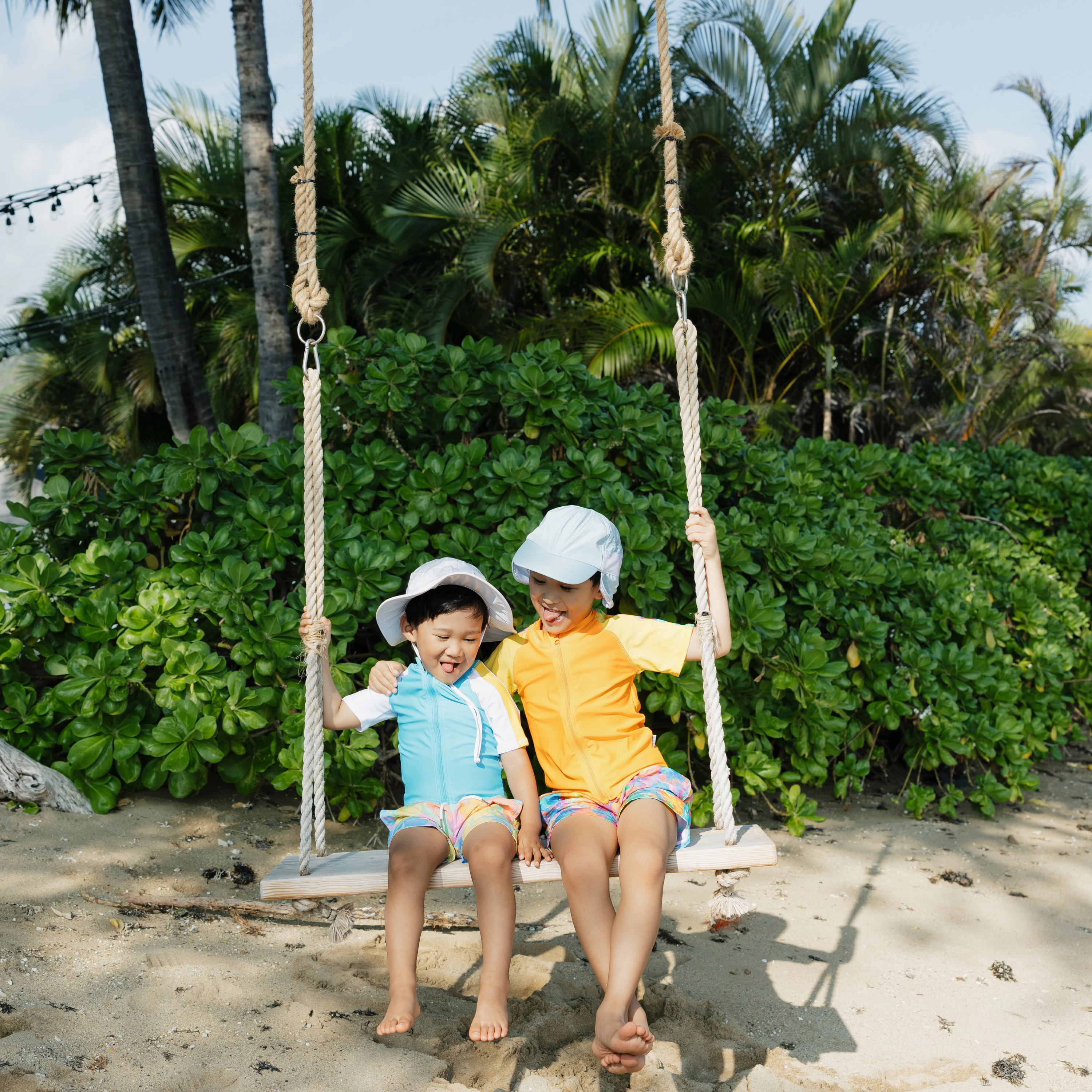 Boys Short Sleeve Zipper Rash Guard and Swim Trunk Set | "Vibrant Vacay"