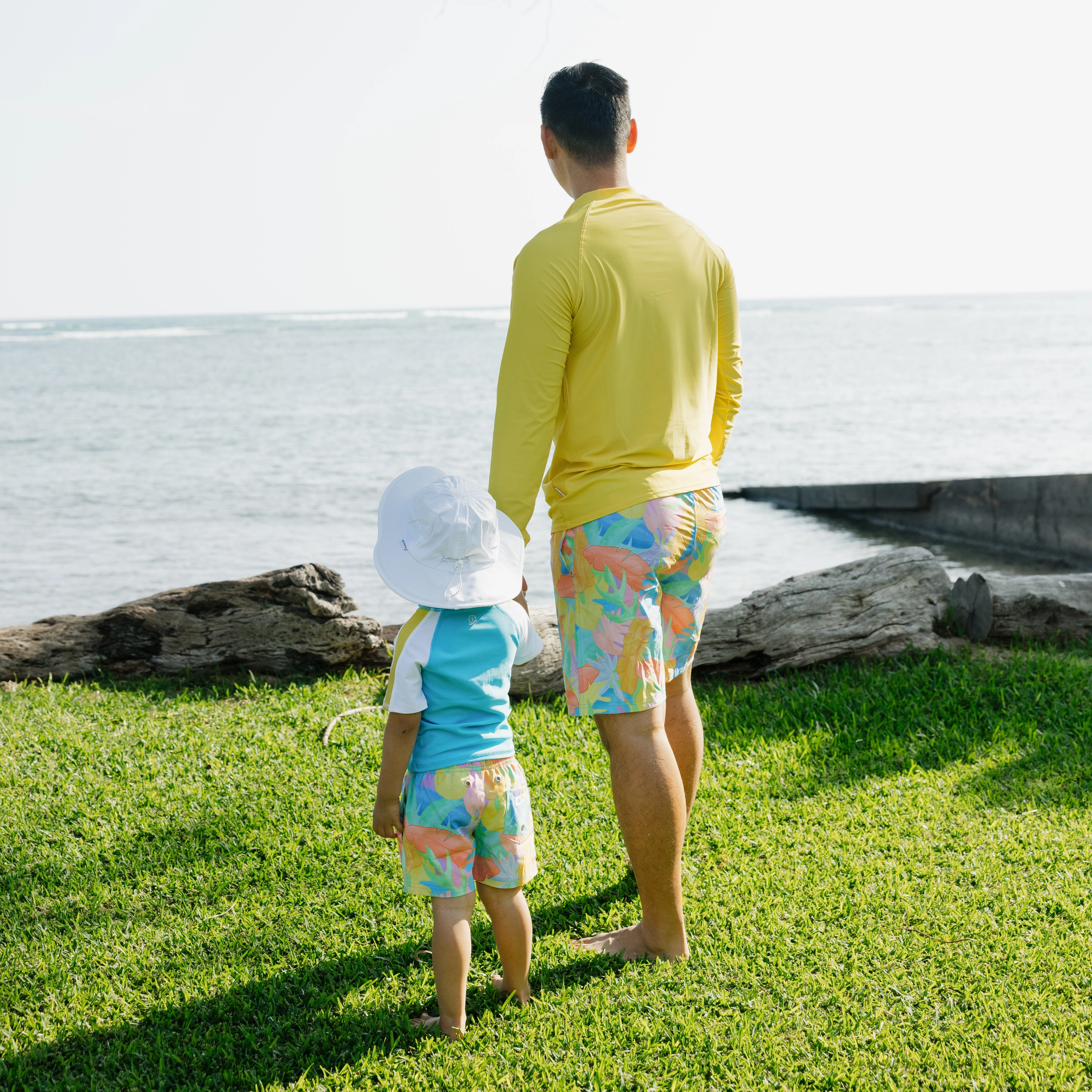 Boys Short Sleeve Zipper Rash Guard and Swim Trunk Set | "Vibrant Vacay"