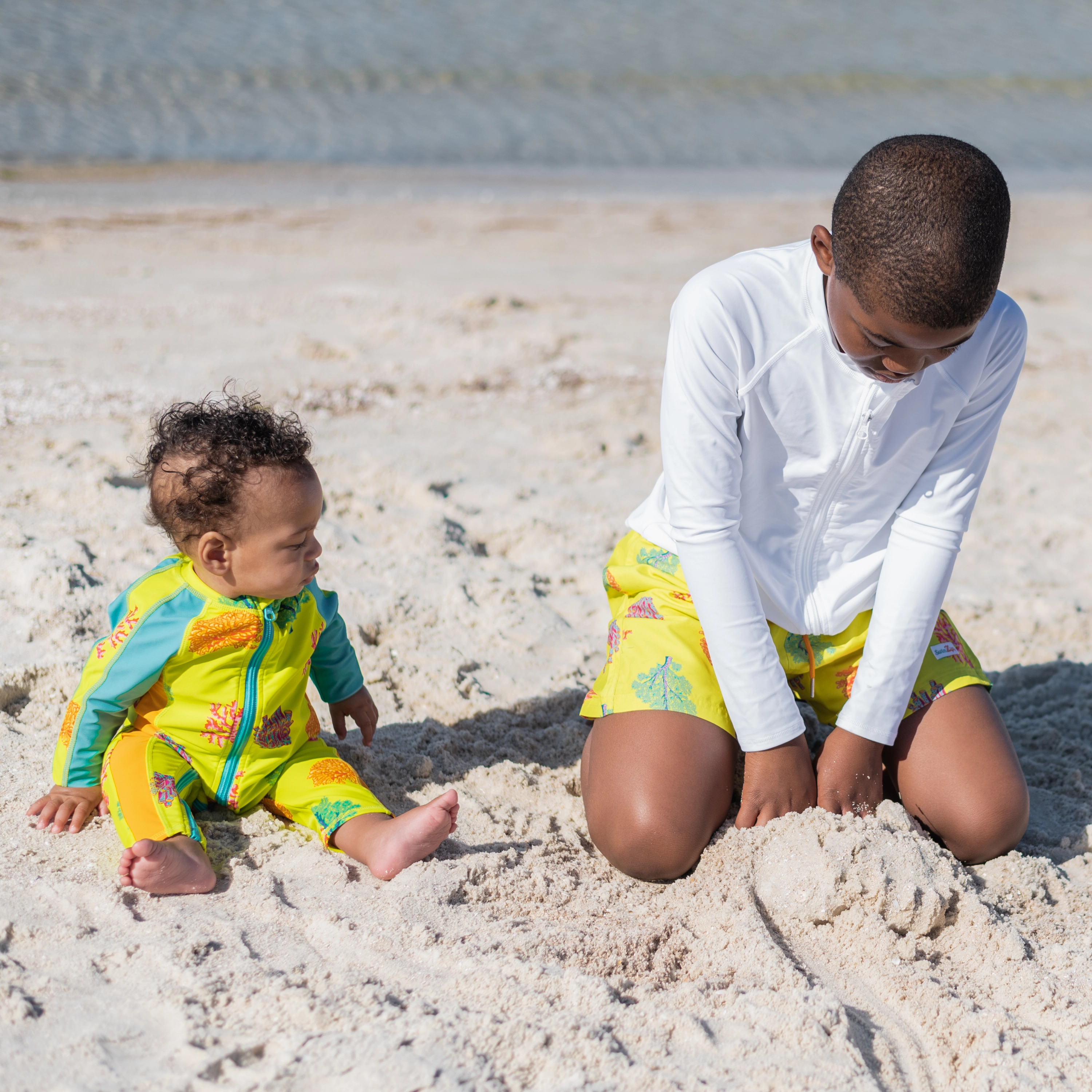 Boys Swim Trunks Boxer Brief Liner (sizes 6-14) | "Coral"