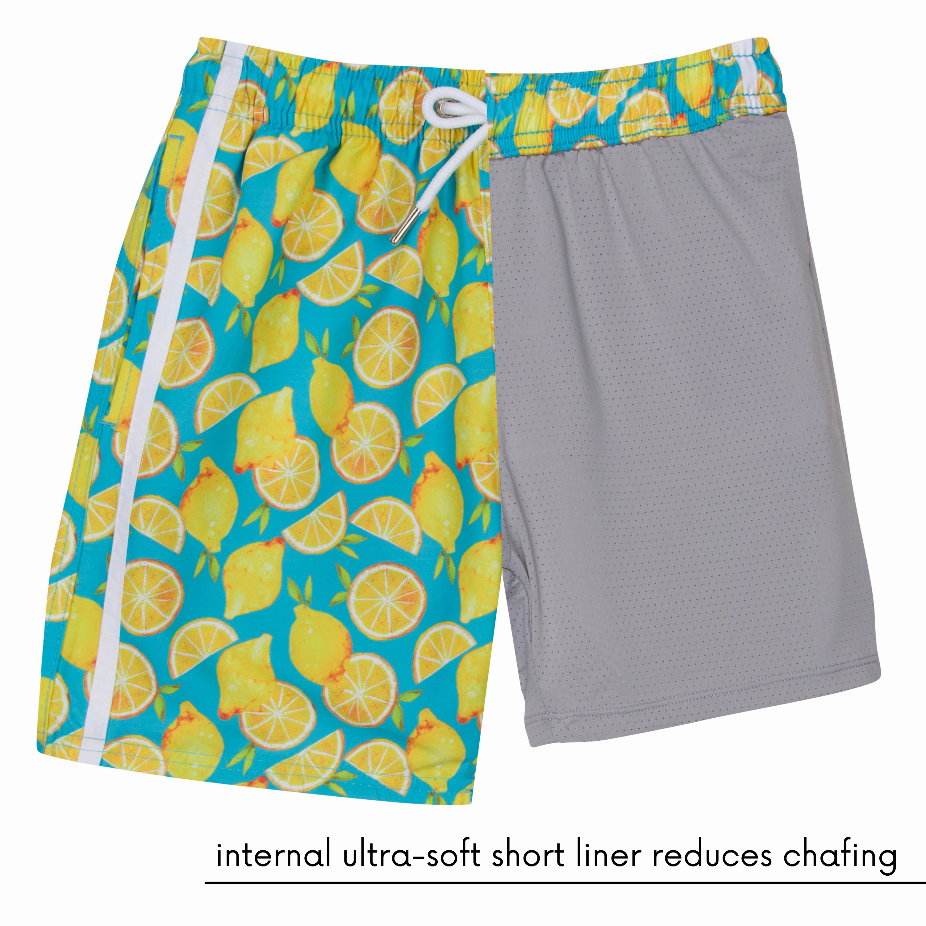 Boys Swim Trunks Boxer Brief Liner (Sizes 6-14) | "Lemons"