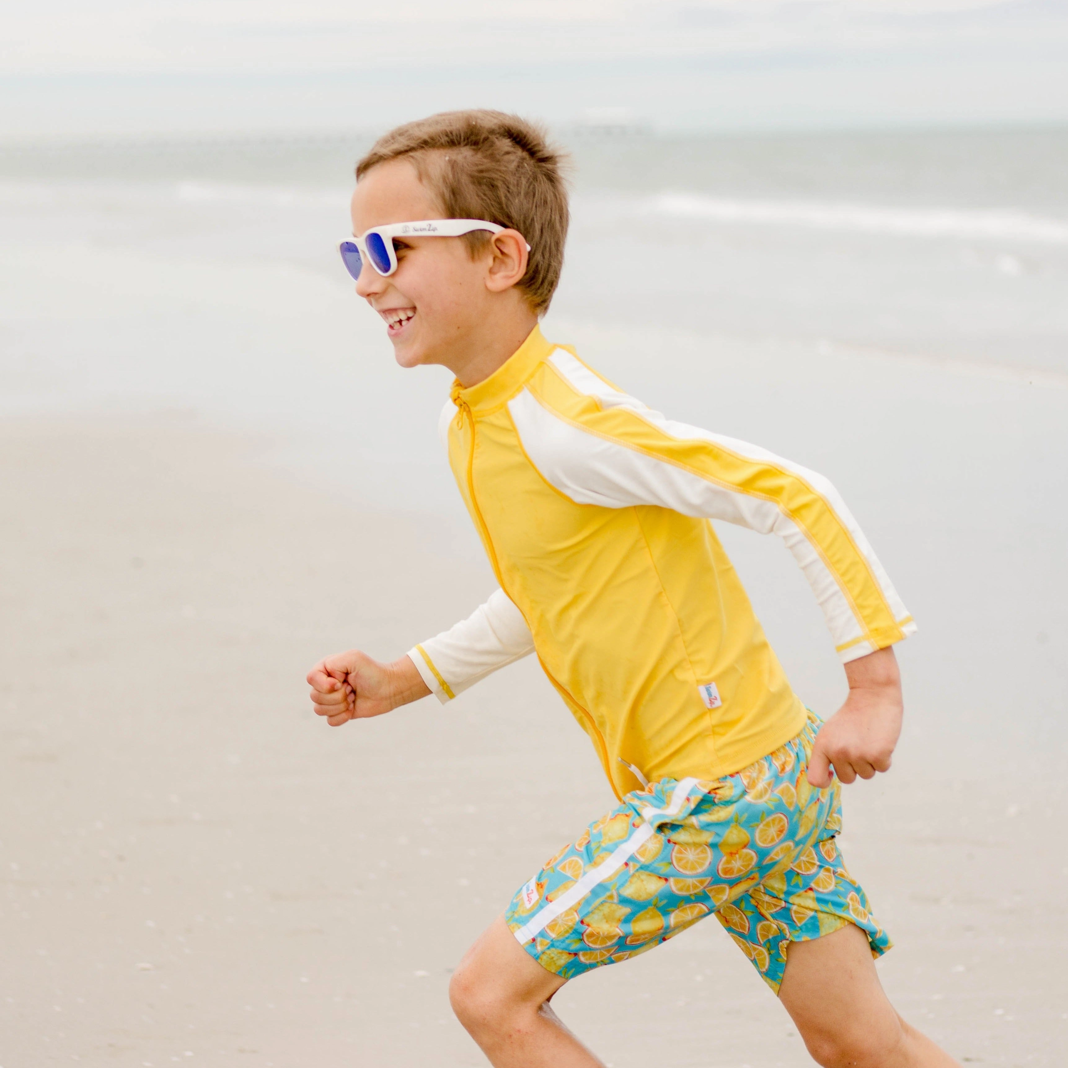 Boys Swim Trunks Boxer Brief Liner (Sizes 6-14) | "Lemons"