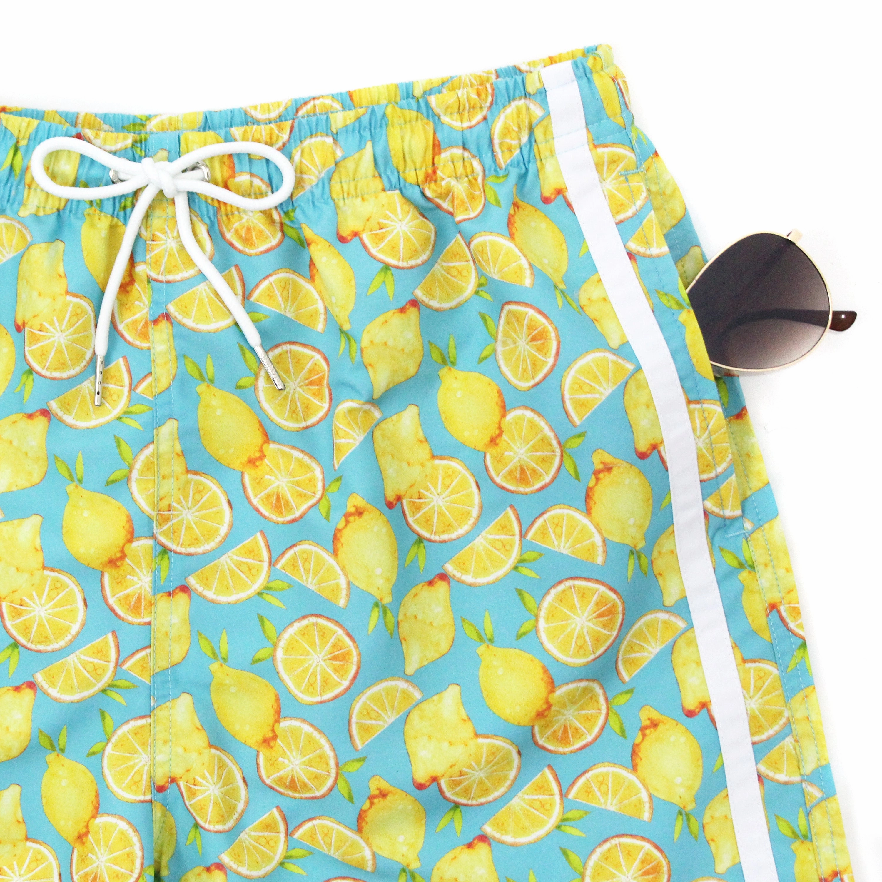 Boys Swim Trunks Boxer Brief Liner (Sizes 6-14) | "Lemons"