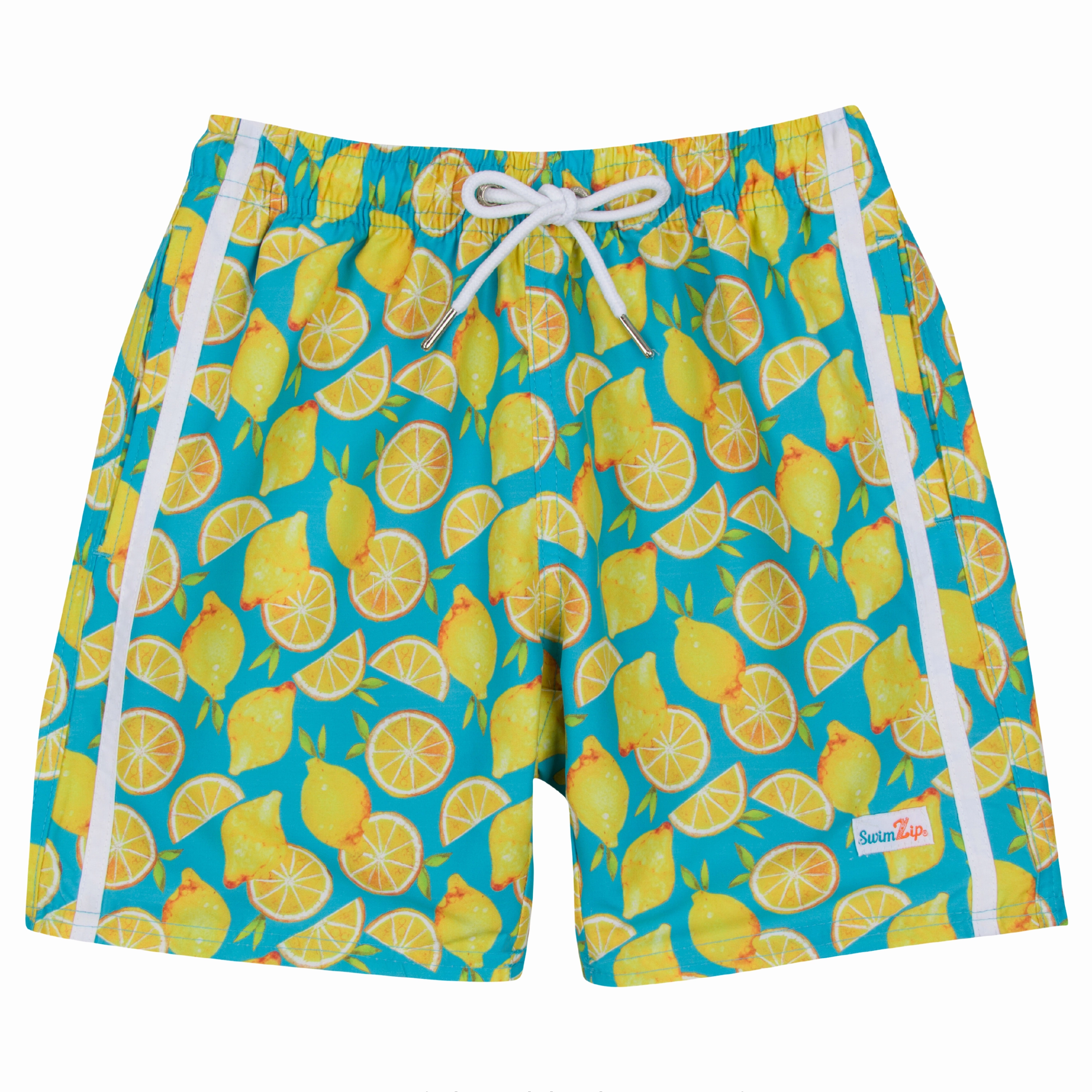 Boys Swim Trunks Boxer Brief Liner (Sizes 6-14) | "Lemons"