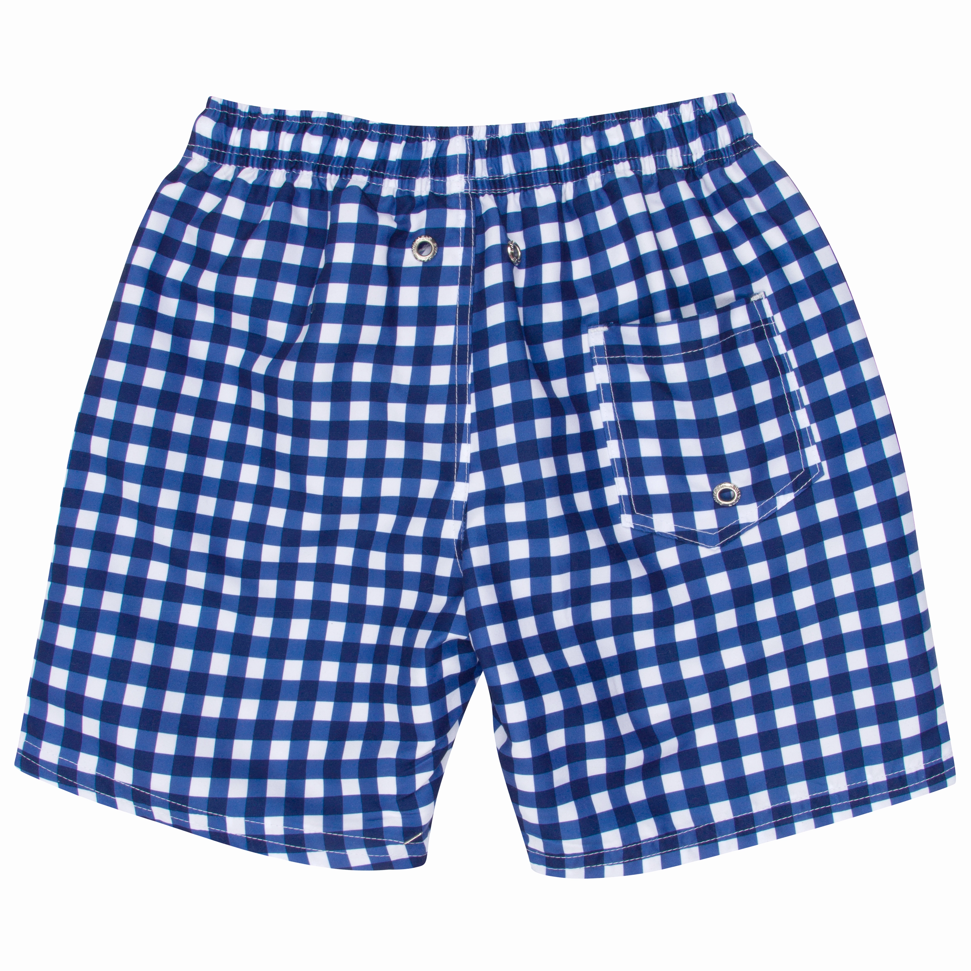 Boys Swim Trunks Boxer Brief Liner (Sizes 6-14) | "Navy Gingham"