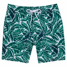 Boys Swim Trunks Boxer Brief Liner (sizes 6-14) | "Palm Leaf"