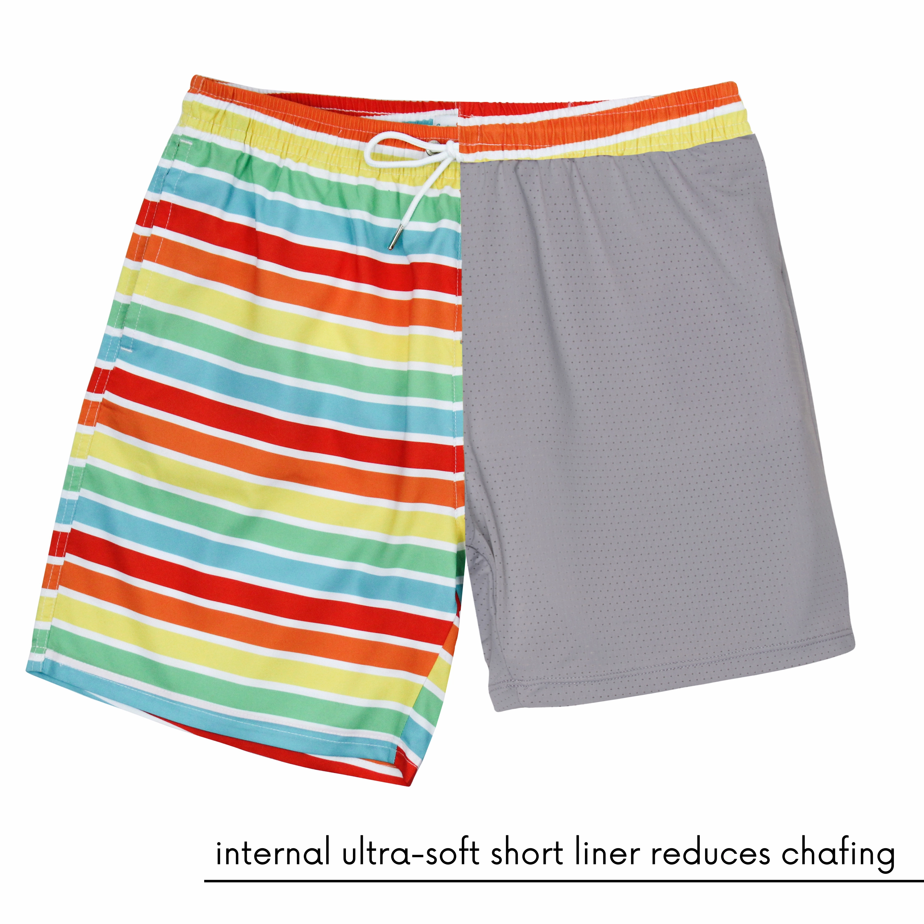 Boys Swim Trunks Boxer Brief Liner (Sizes 6-14) | "Rainbow"