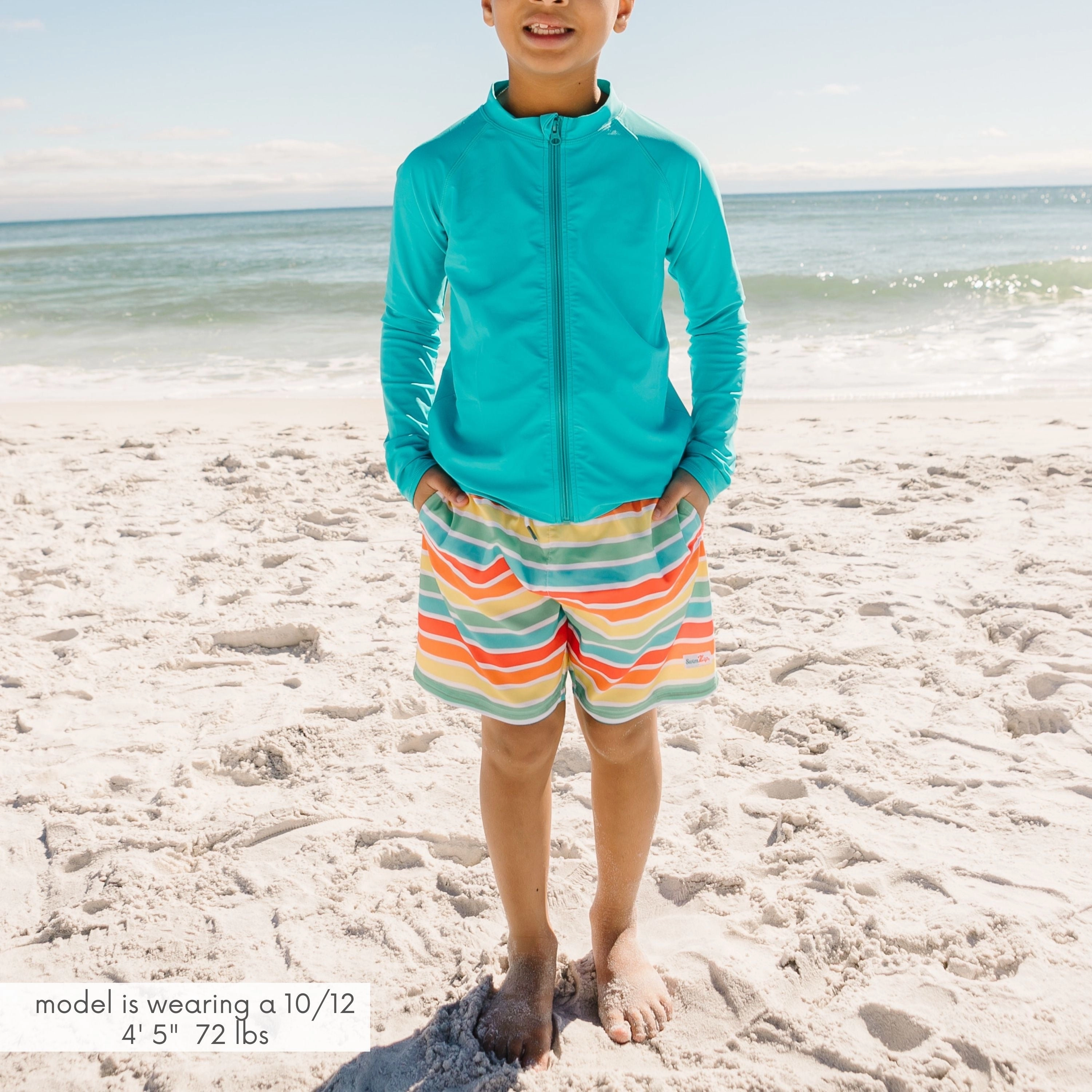 Boys Swim Trunks Boxer Brief Liner (Sizes 6-14) | "Rainbow"