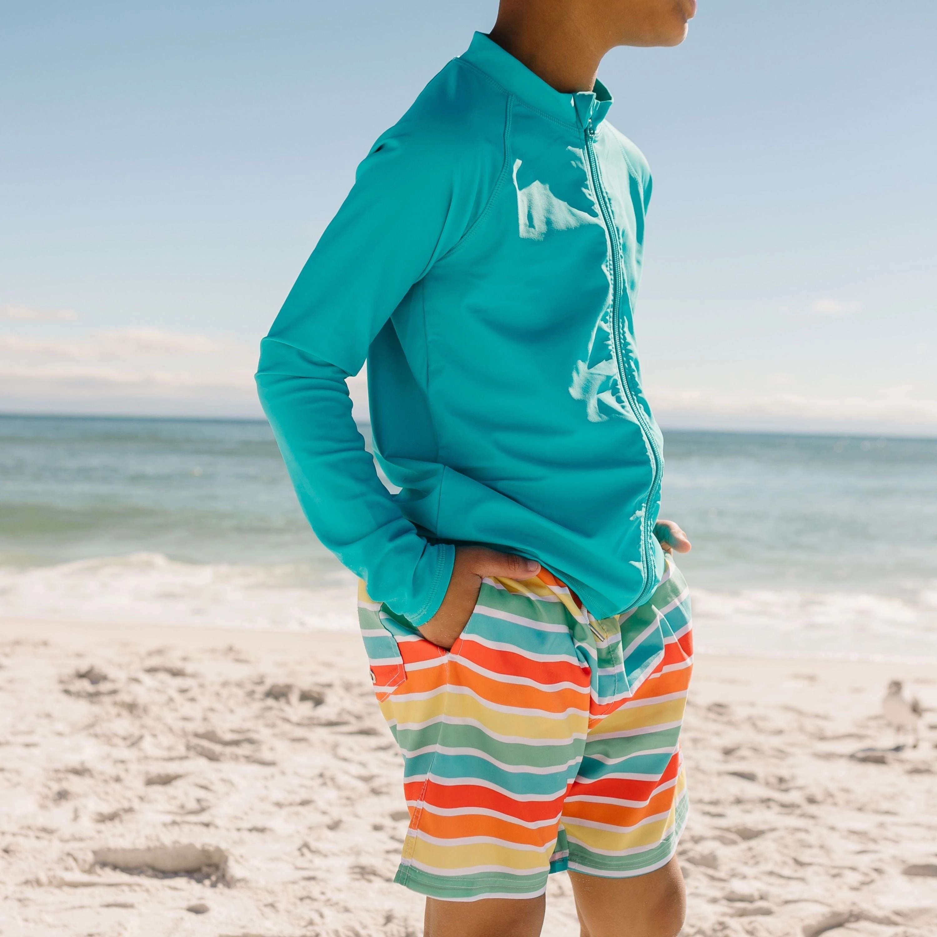 Boys Swim Trunks Boxer Brief Liner (Sizes 6-14) | "Rainbow"